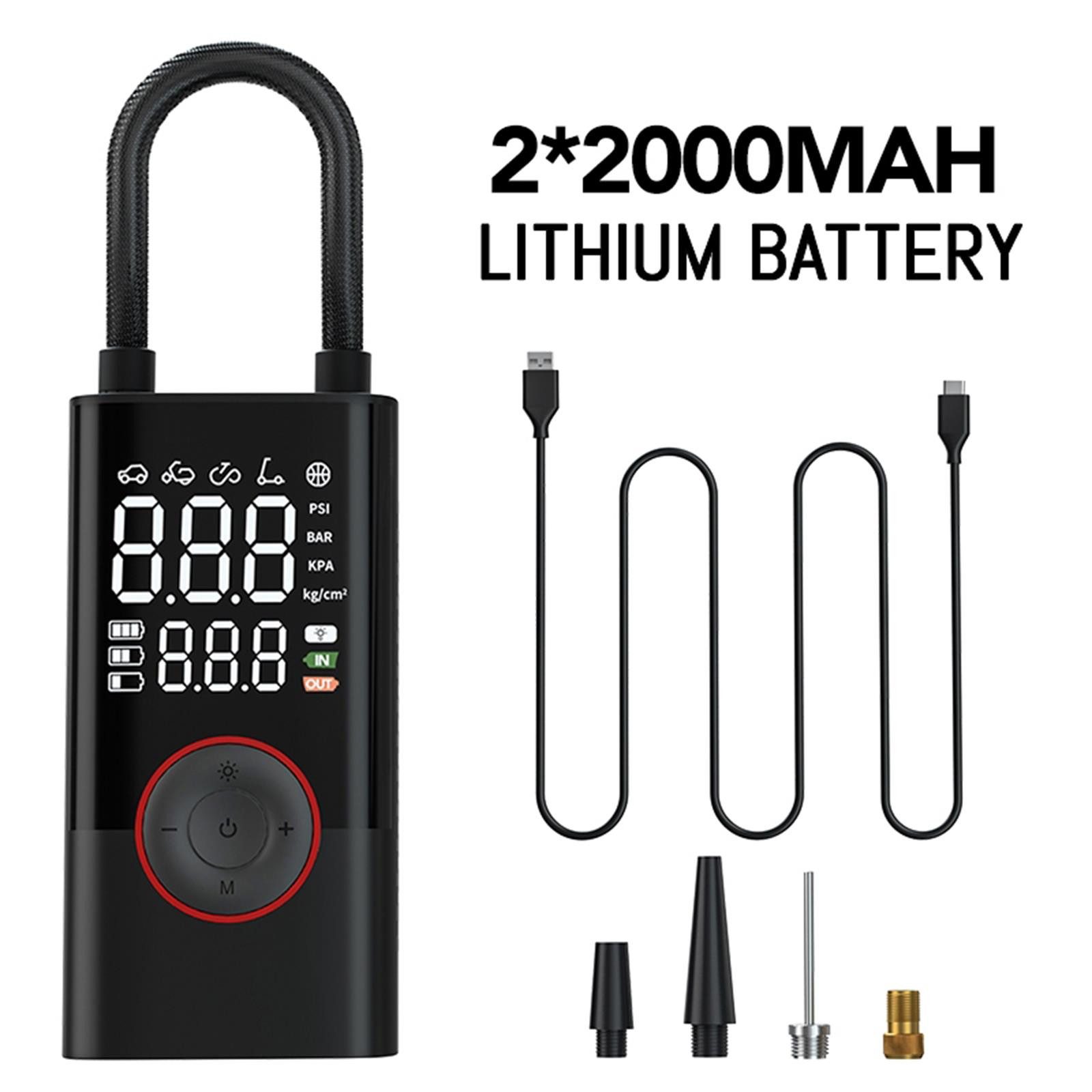 Fine Life Pro Akku-Luftpumpe Tragbare Luftpumpe Elektronisch 150PSI, Schnellaufpumpung Mit LED Lampe Akku Für Alle Reifen Und Sportgeräte – Bild 5 von 5