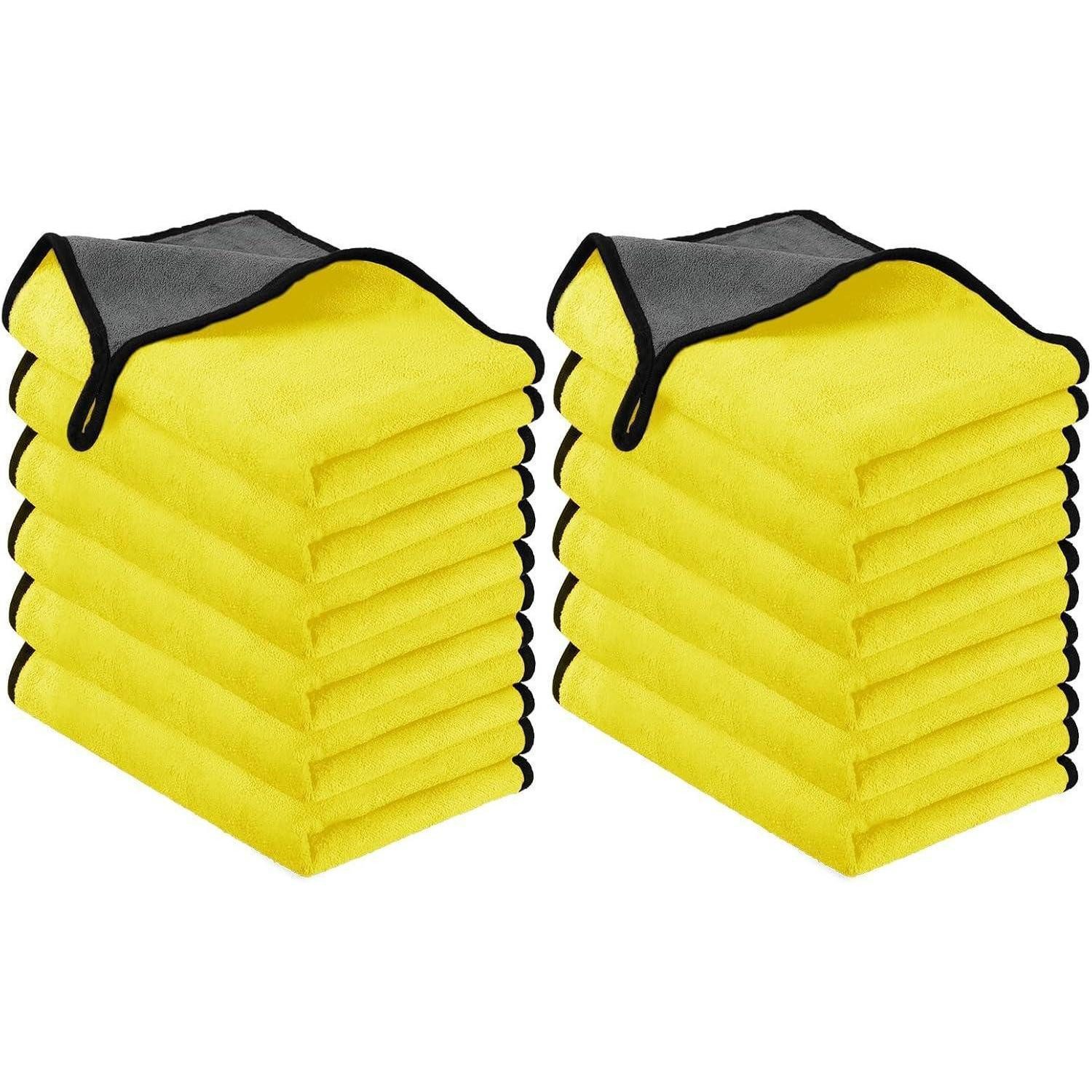 LuxusKollektion Mikrofasertücher Auto Reinigung 12 Stück Gelbgrau 500gsm 30x40cm Mikrofasertuch