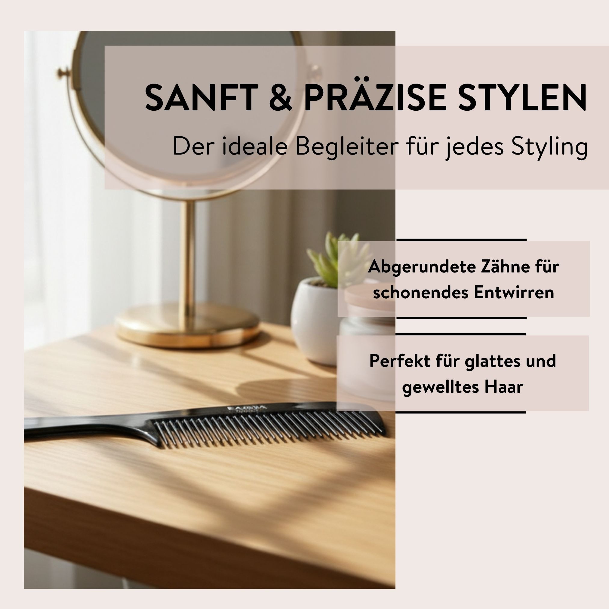 PARSA Beauty Griffkamm PARSA Beauty ESSENTIAL Griffkamm Haarstyling Kamm Friseurkamm schwarz