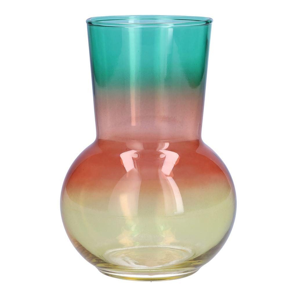 INNA-Glas Dekovase Deko Vase NOVANTINO, Glas, türkis-rosa-lachs-gelb-klar, 17 cm, Ø 12 cm