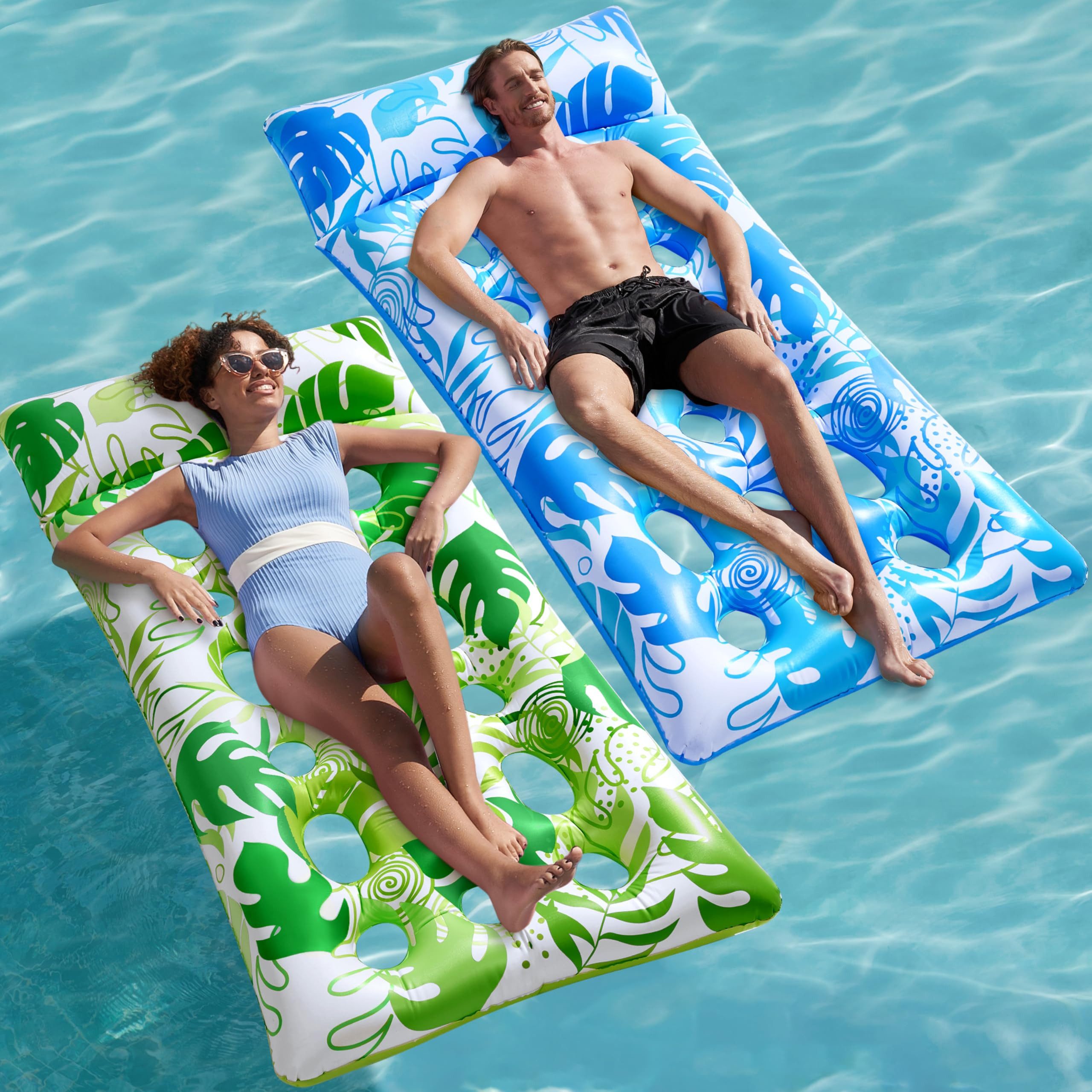 sloosh Luftmatratze SLOOSH Aufblasbare Wasser Pool Luftmatratze, 2er XL Pool Flöße