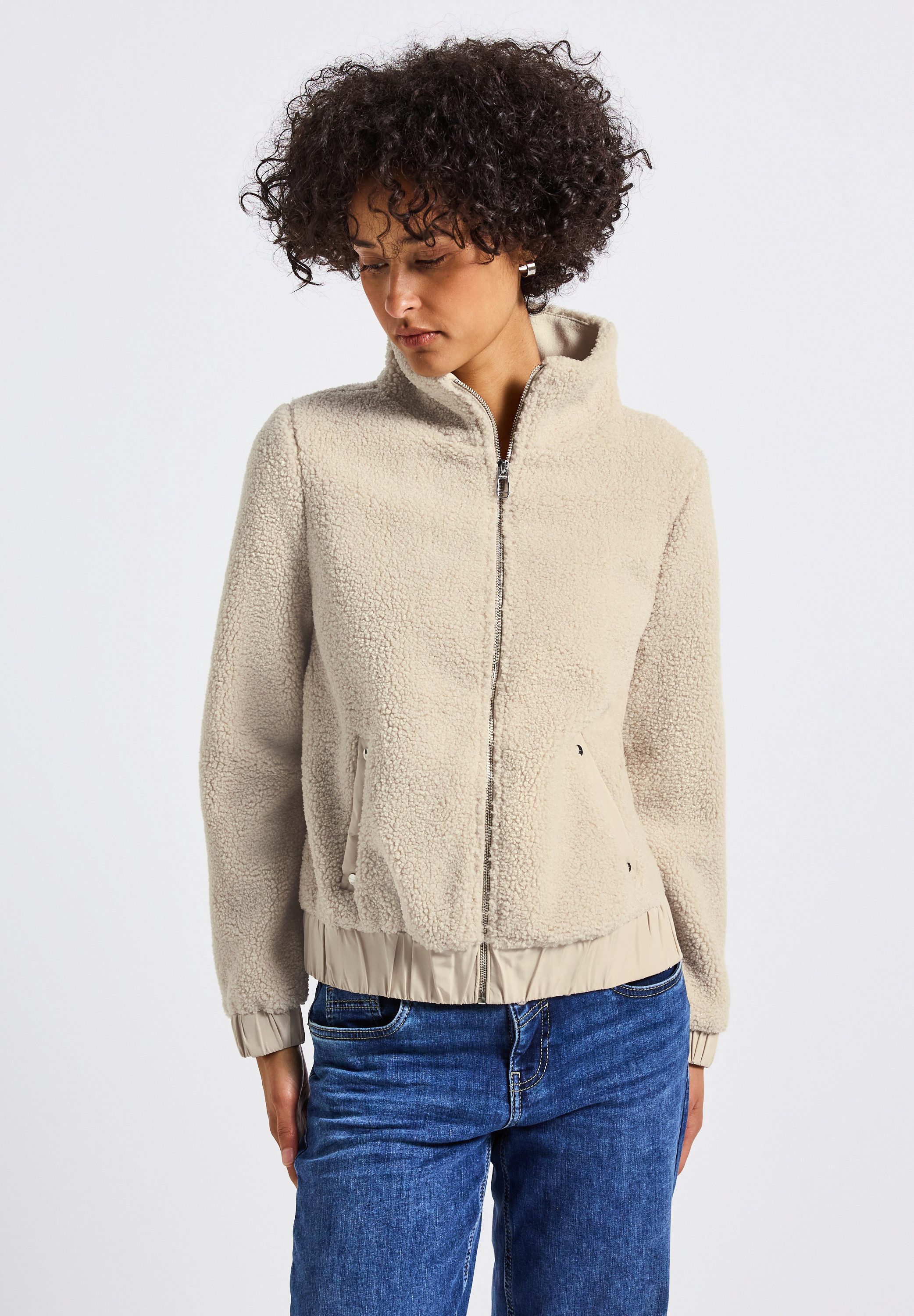 STREET ONE Fellimitatjacke aus elastischem Materialmix günstig online kaufen