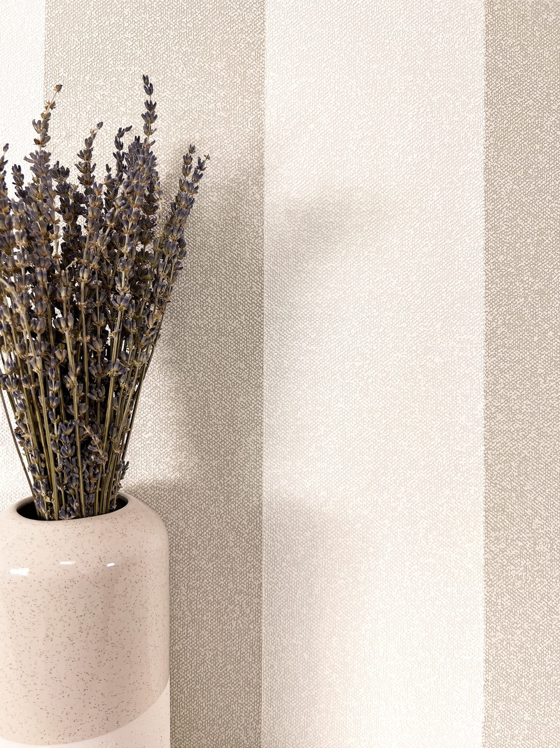 Newroom Vliestapete, Beige Tapete Streifen Streifen - Mustertapete Streifen günstig online kaufen