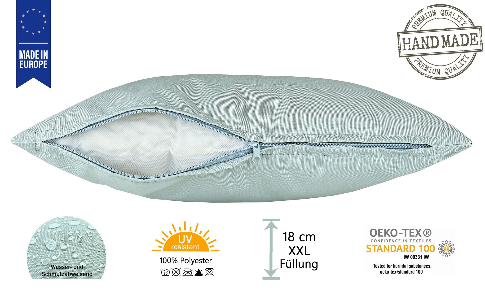JACK Dekokissen 30x50cm Outdoor Lounge Kissen inkl. XXL Füllung, starke Füllung, strapazierfähig, wasserabweisend, In- und Outdoor