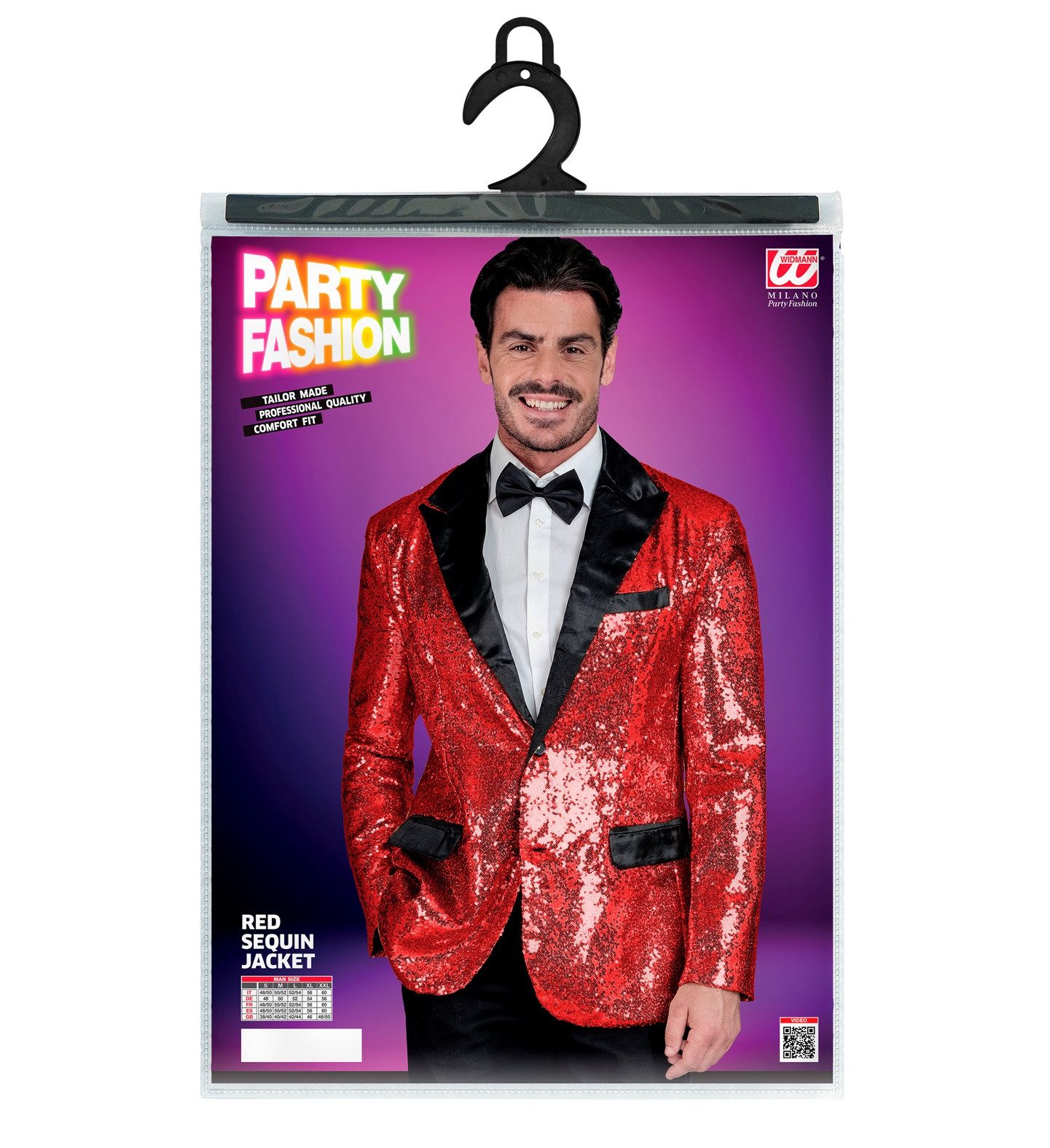 Widmann S.r.l. Kostüm Pailletten Jackett 'Glitter' für Herren, Rot