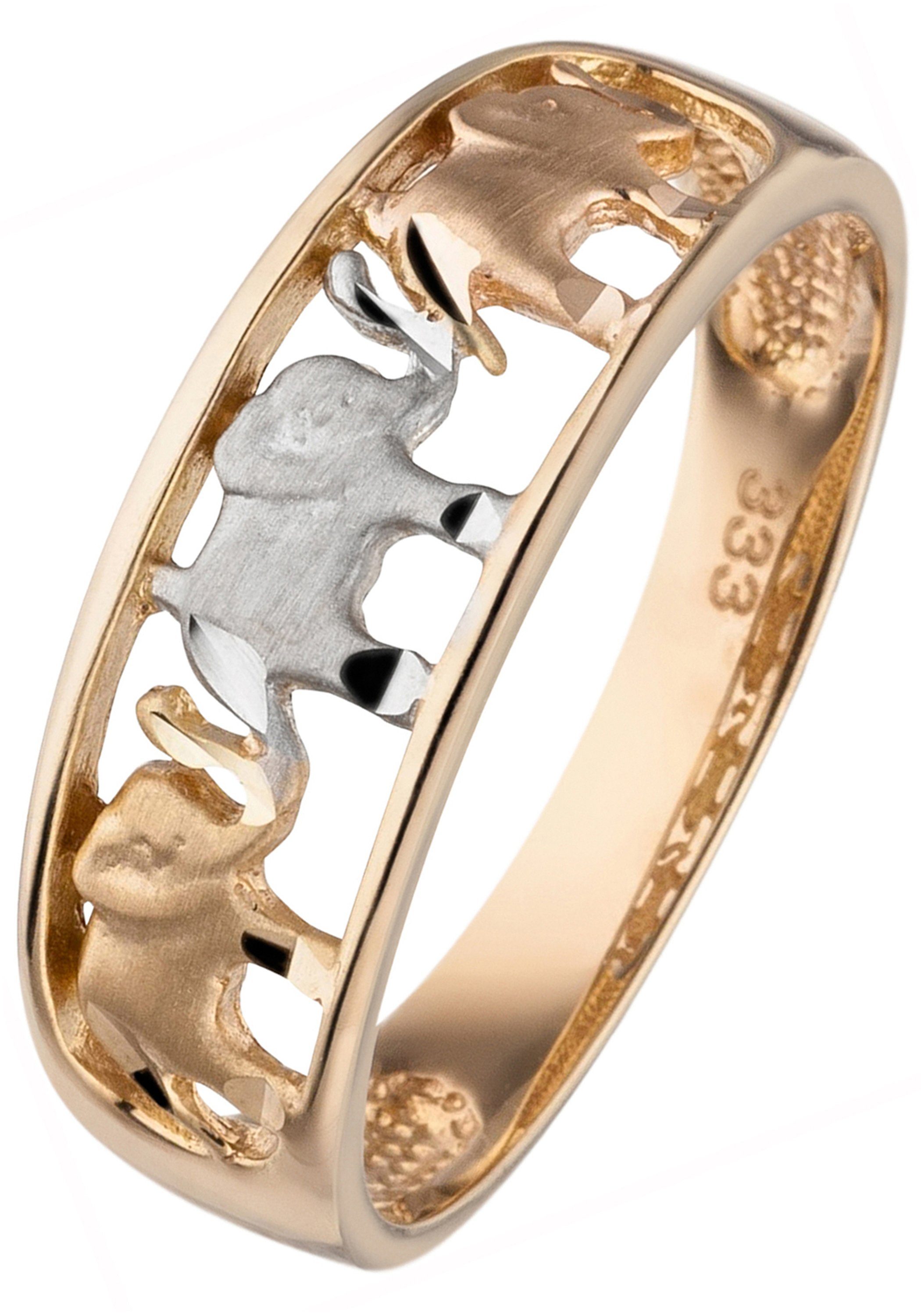 JOBO Fingerring Elefanten, 333 Gold tric...