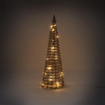 ECD Germany Weihnachtsfigur LED Pyramide Lichterkegel Weihnachten Leuchtpyramide Lichtpyramide, 2er Set Warmweiß 40cm-20LEDs/60cm-30LEDs Gold Metall mit Timer