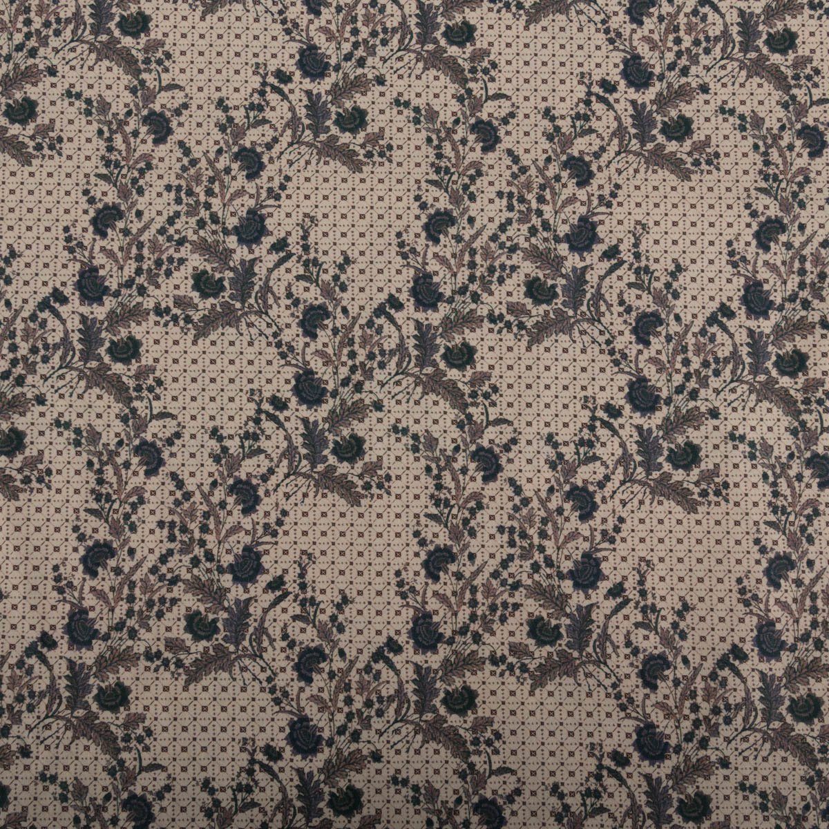 SCHÖNER LEBEN. Stoff Baumwollstoff Meterware Trachtenstoffe Blumen Blätter beige petrol