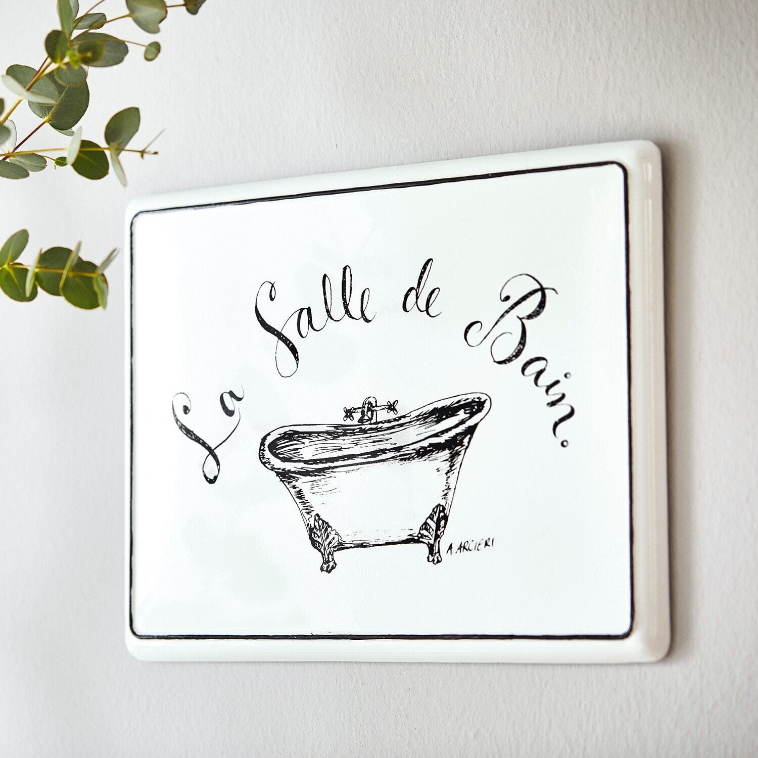 Mirabeau Wanddekoobjekt Deko-Schild La salle de bain weiß, Baddekoration – Bild 2 von 5