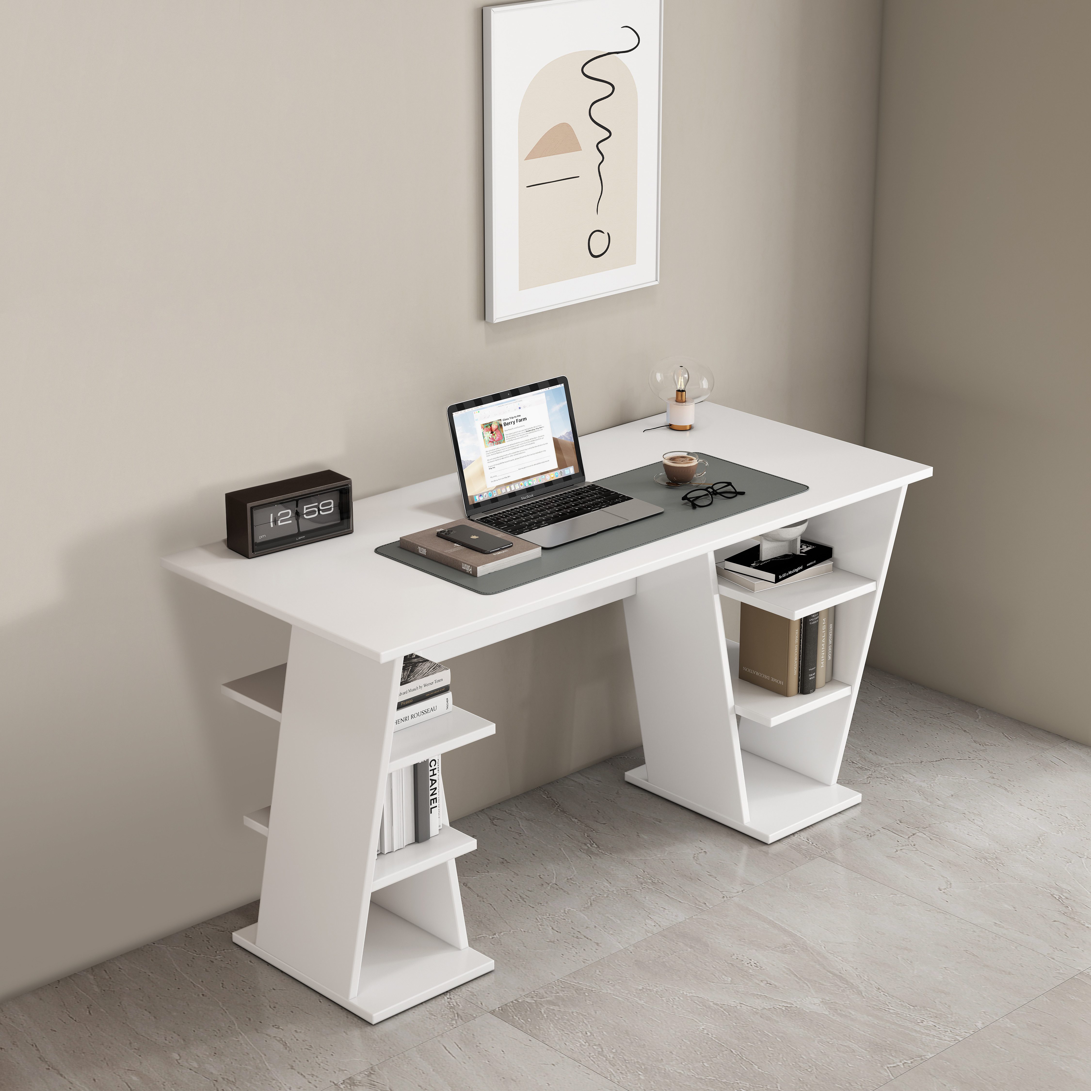 OTTO home Schreibtisch Ezzell, Regalschreibtisch mit Ablagen, modernes Design, Breite 137 cm