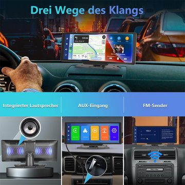 Hikity 10,26" IPS-Touchscreen Digitaler Medienempfänger Wireless Carplay/Auto Navigationsgerät (Bluetooth/Airplay/Spiegelverbindung/SD/TF)