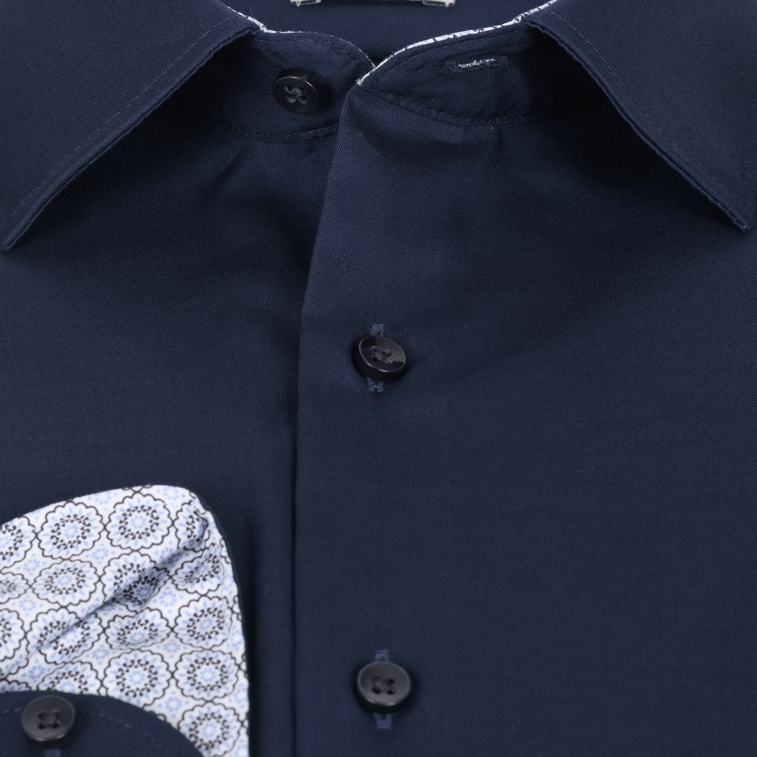 Eterna Langarmhemd Slim Fit, Marine, Bügelfrei, Dynamic Cotton™, Kentkragen