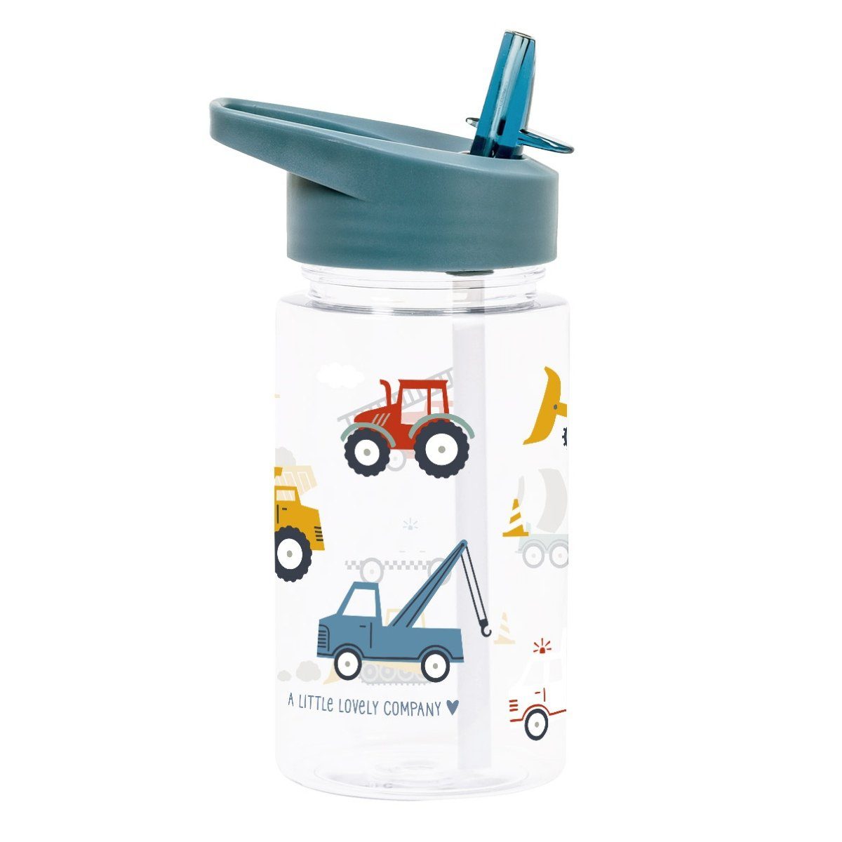 A Wasserflasche little Trinkflasche mit Company Fahrzeuge 450ml lovely Trinkhalm Trinkflasche Kinderflasche