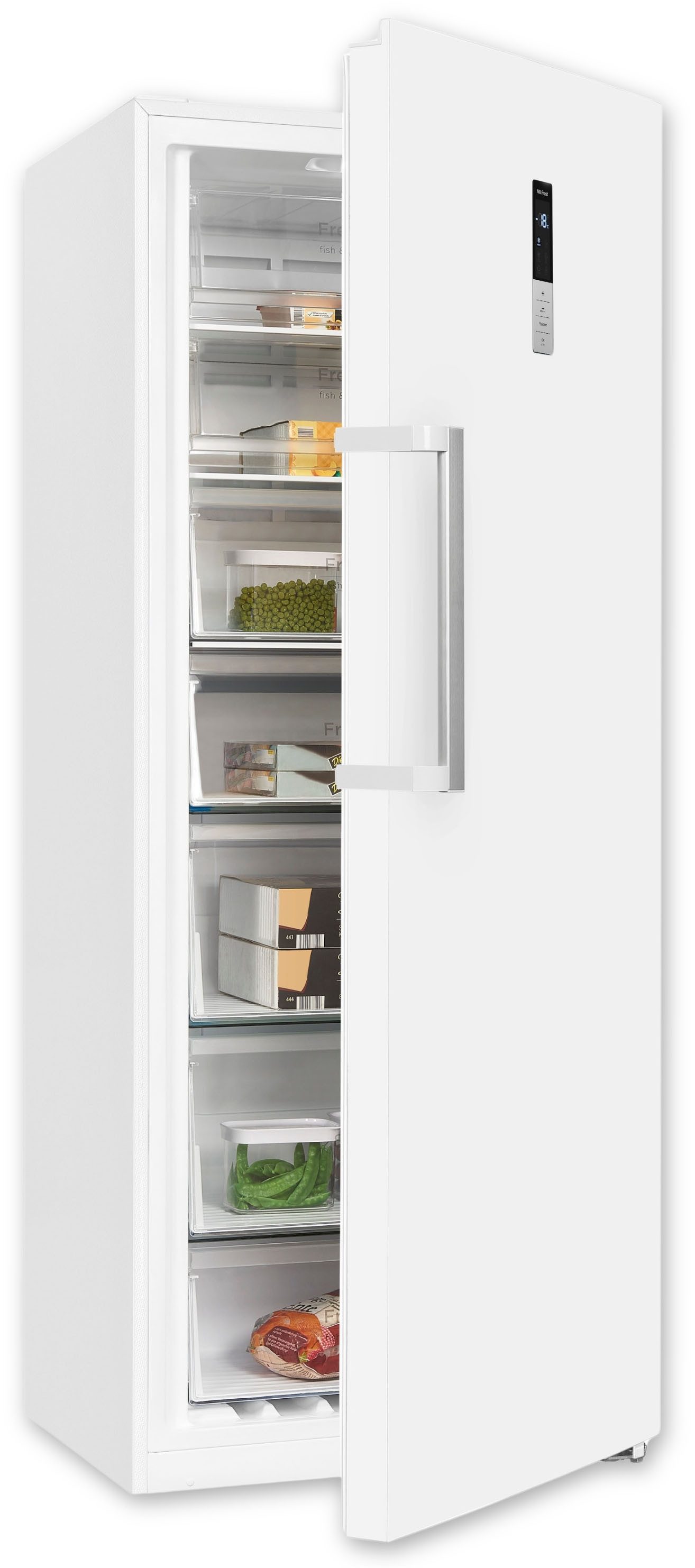 exquisit Gefrierschrank GS380-NF-H-050E weiss, 185,5 cm hoch, 71 cm breit, Türanschlag wechselbar