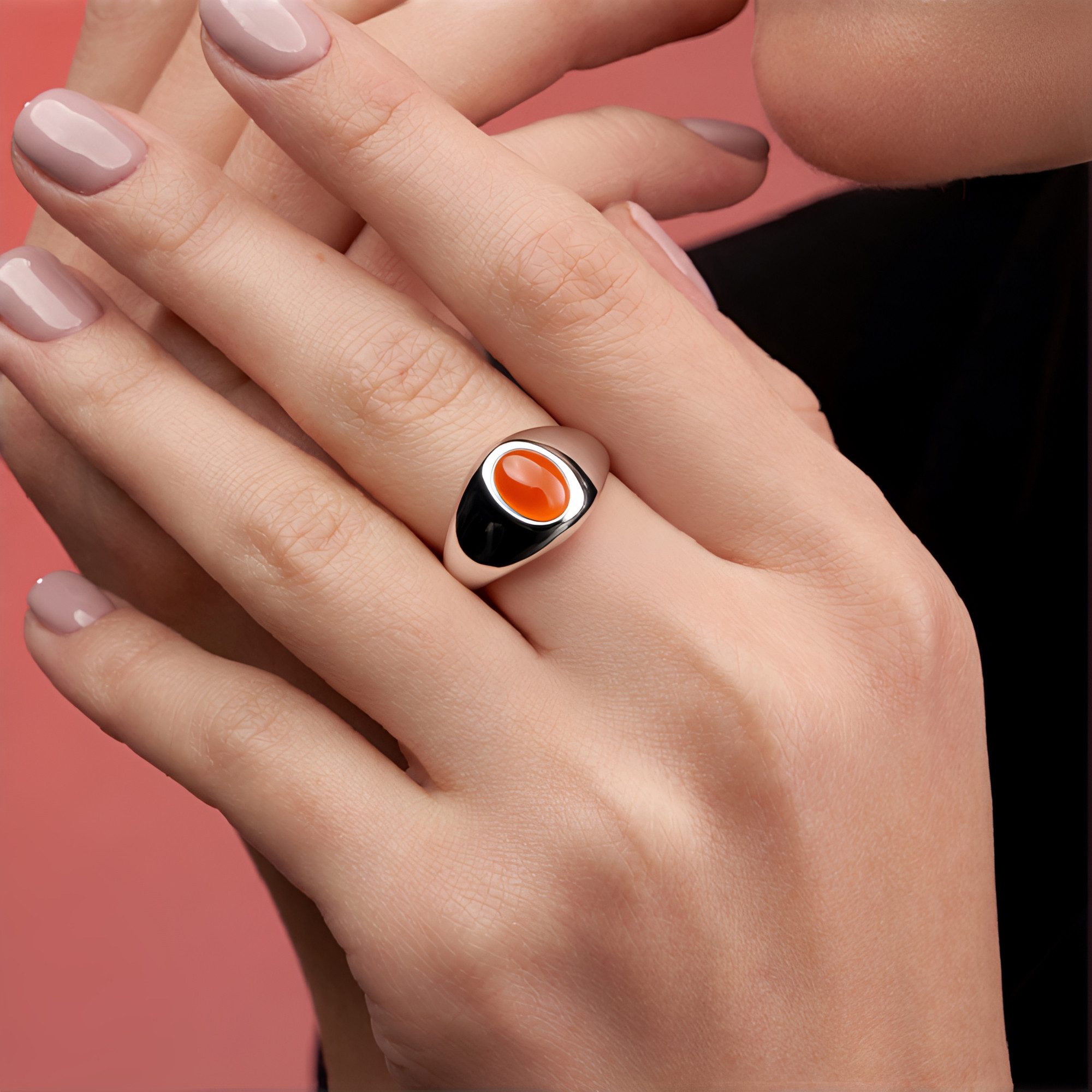 Cavill Solitärring Cavill eleganter 925er Silberring mit 1,035 ct rotem Onyx (1-tlg)