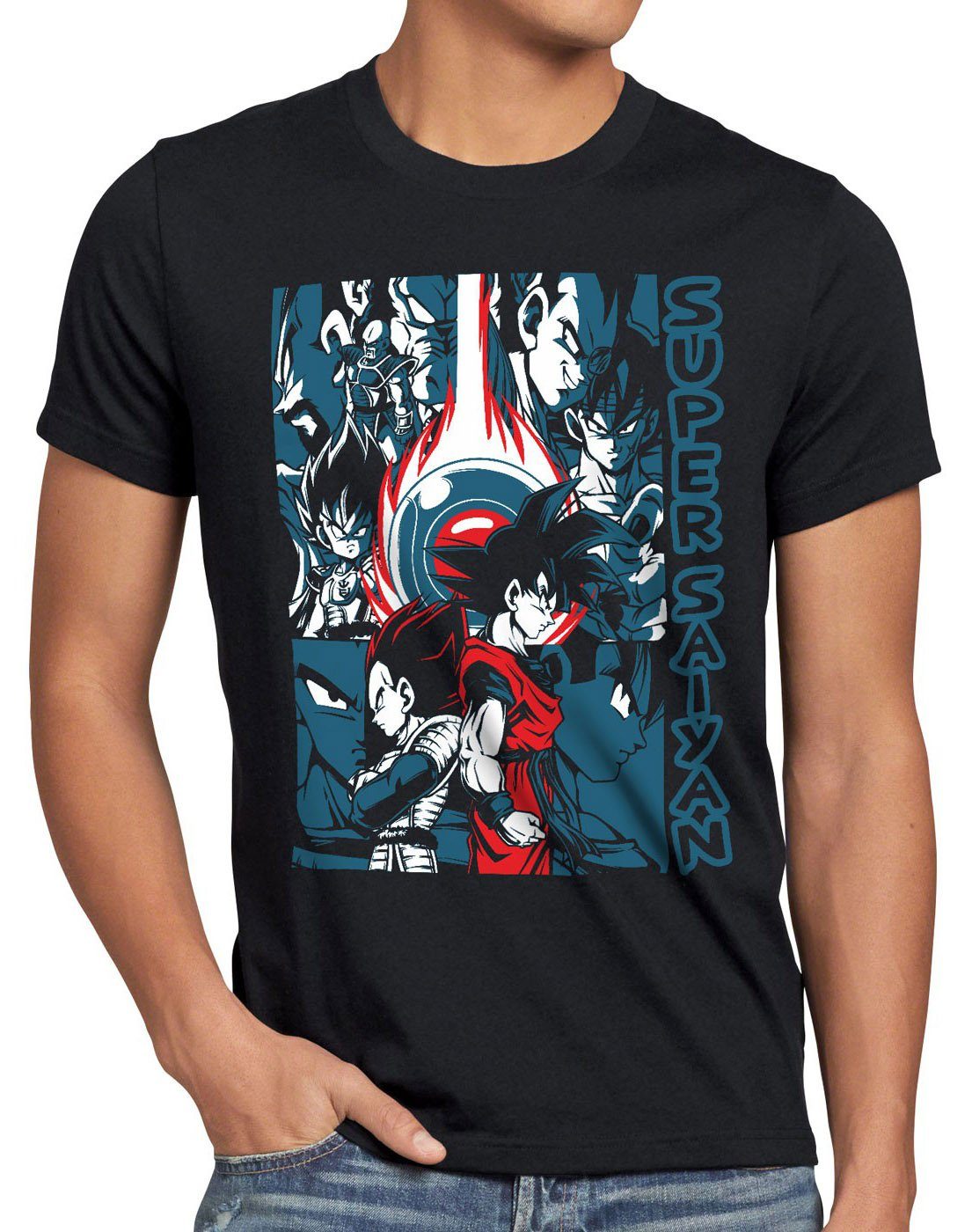 style3 Print-Shirt Herren T-Shirt Goku Vegeta Super Saiyan turtle ball z roshi dragon songoku anime