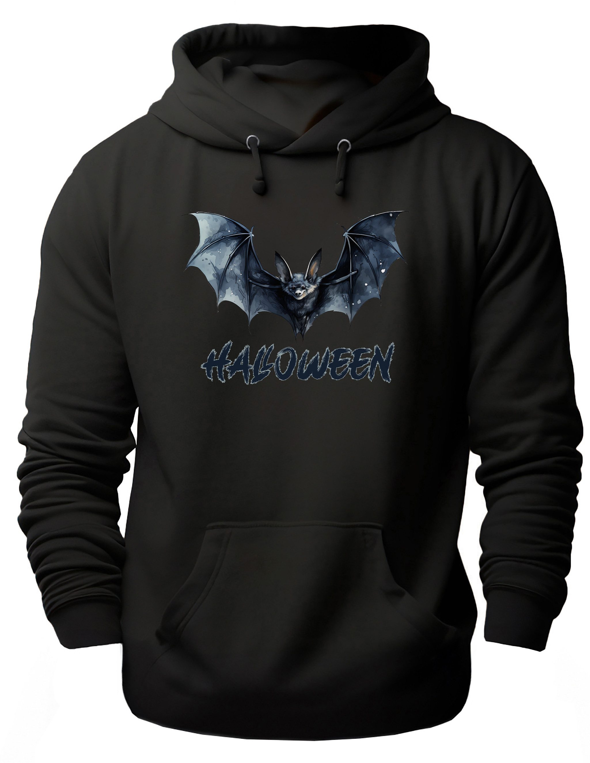 MyDesign24 Hoodie Halloween Kapuzen Pulli - Fledermaus mit Schriftzug Herren und Damen Kapuzensweater - Halloween Hoodie i374