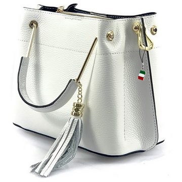 FLORENCE Handtasche Florence Umhängetasche Damen Handtasche (Umhängetasche), Damen Leder Umhängetasche, Handtasche, weiß ca. 30cm