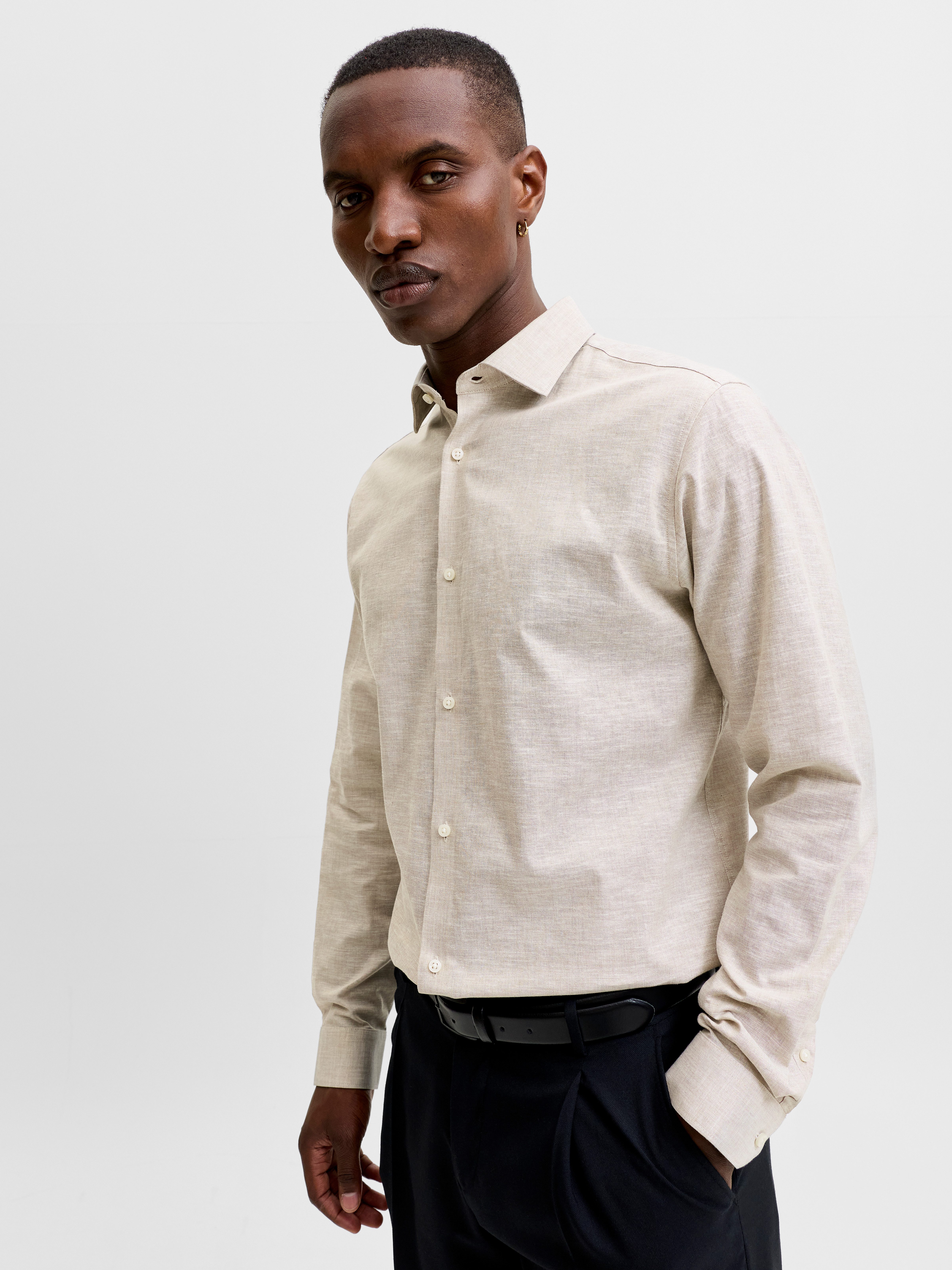 Jack & Jones Langarmhemd JPRBLAPARKER HEATHER L/S SHIRT STYD Baumwolle, slim fit – Bild 2 von 5
