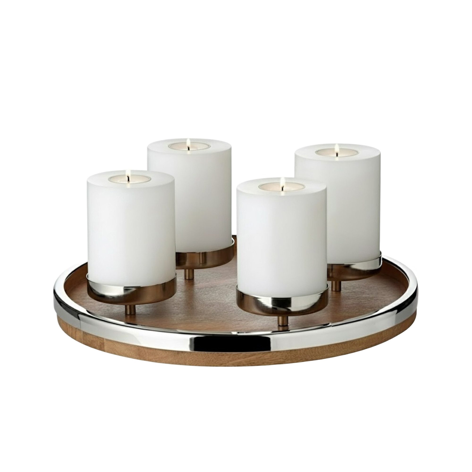 EDZARD Adventskranz Lani, (34 cm), Mangoholz mit Edelstahlrand