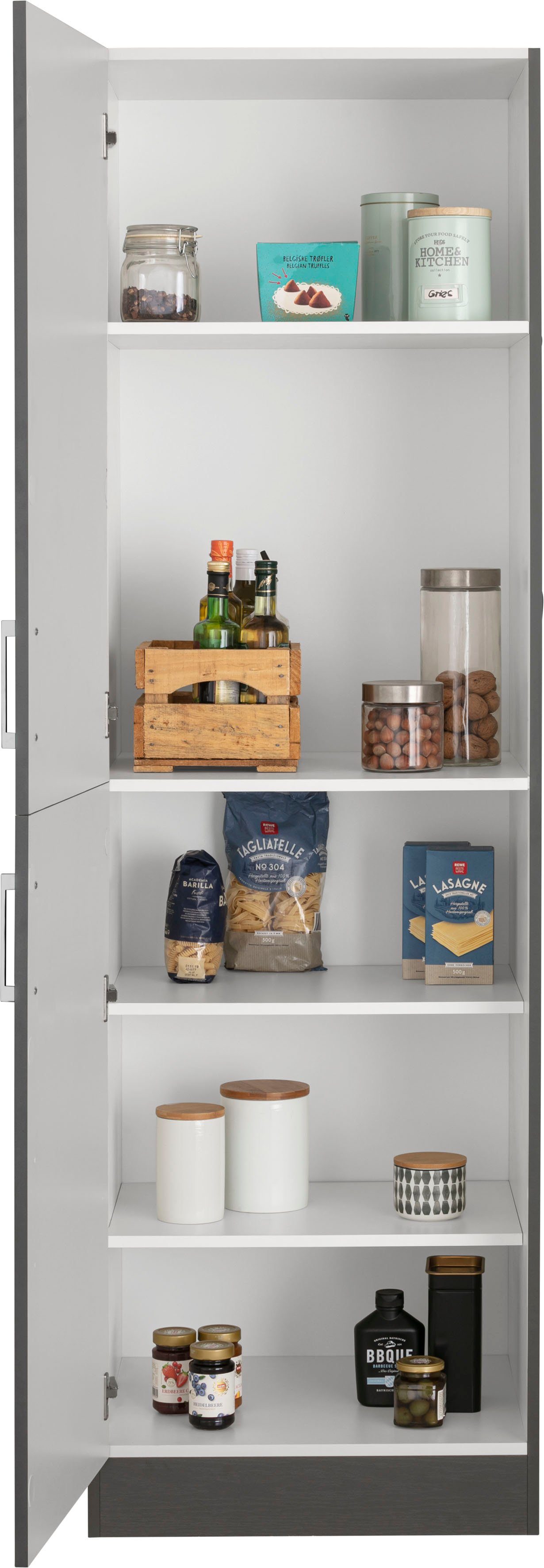 KOCHSTATION Vorratsschrank KS-Paris 60 cm breit, 200 cm hoch, viel Stauraum, mit hochwertigem Digitaldruck