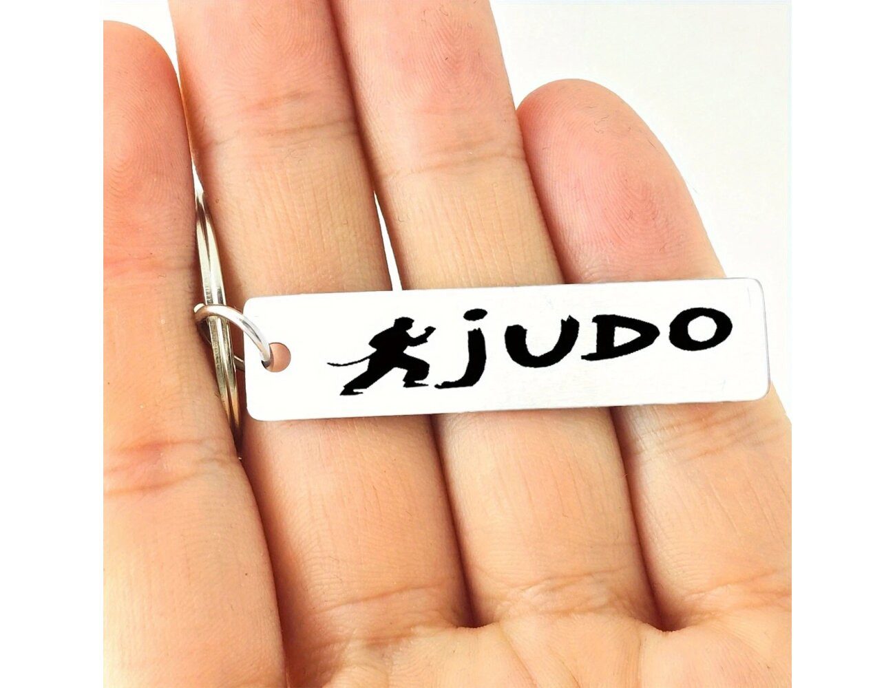 BAY-Sports Schlüsselanhänger Judo Motiv aus Edelstahl Anhänger Geschenk (Stück, Judo), hochwertiges Edelstahl stilvoller Judo-Schriftzug rostfrei ca. 8 cm