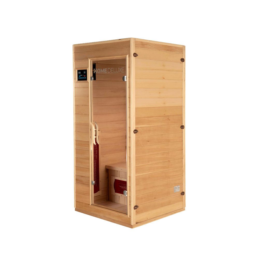 HOME DELUXE Infrarotkabine REDSUN - S, BxTxH: 90 x 90 x 190 cm, 50 mm, für 1 Person, 4 Hochleistungs-Infrarotstrahler, Infrarotsauna