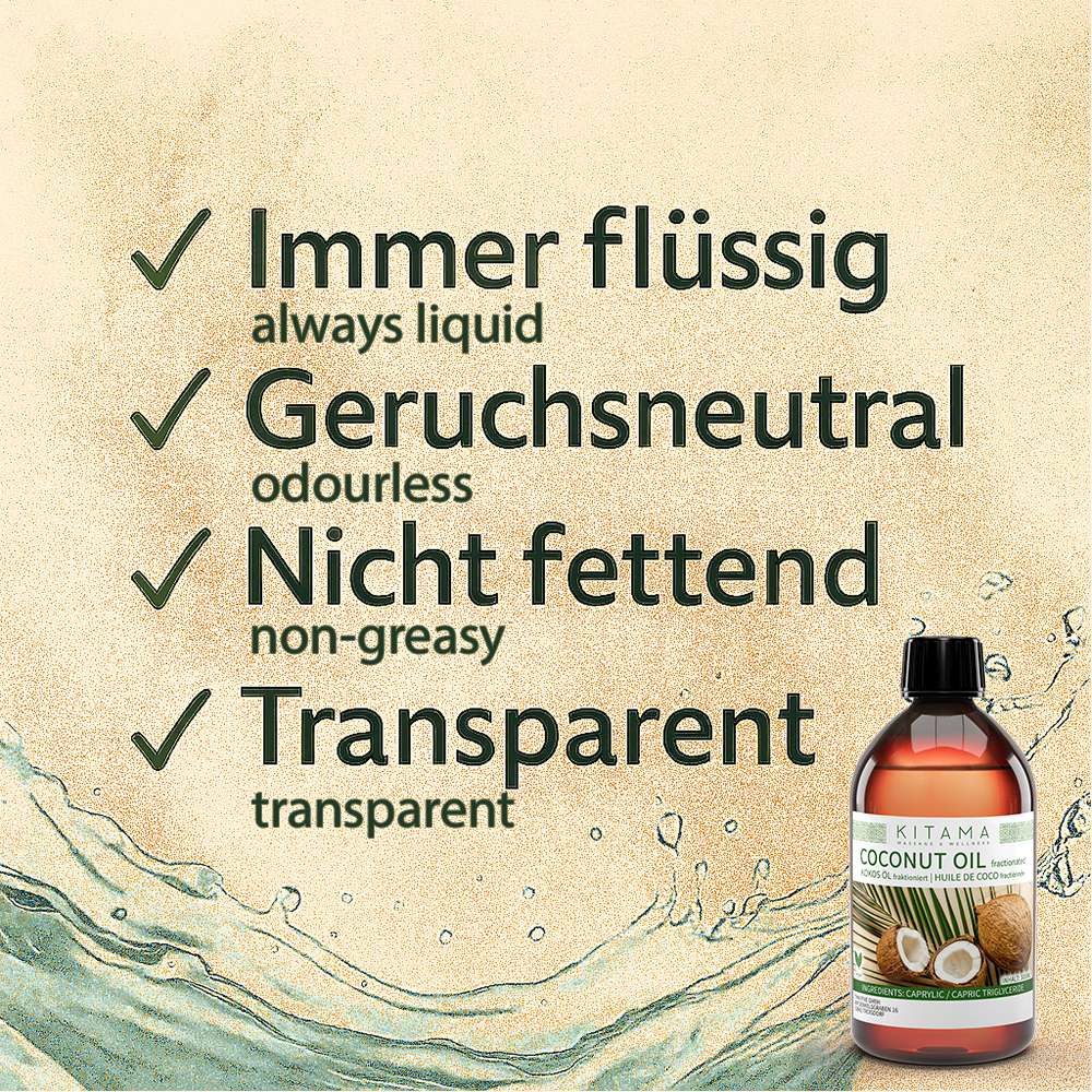 Kitama Körperöl Kokosöl fraktioniert - Neutrales Massageöl für Thai Massage & Wellness