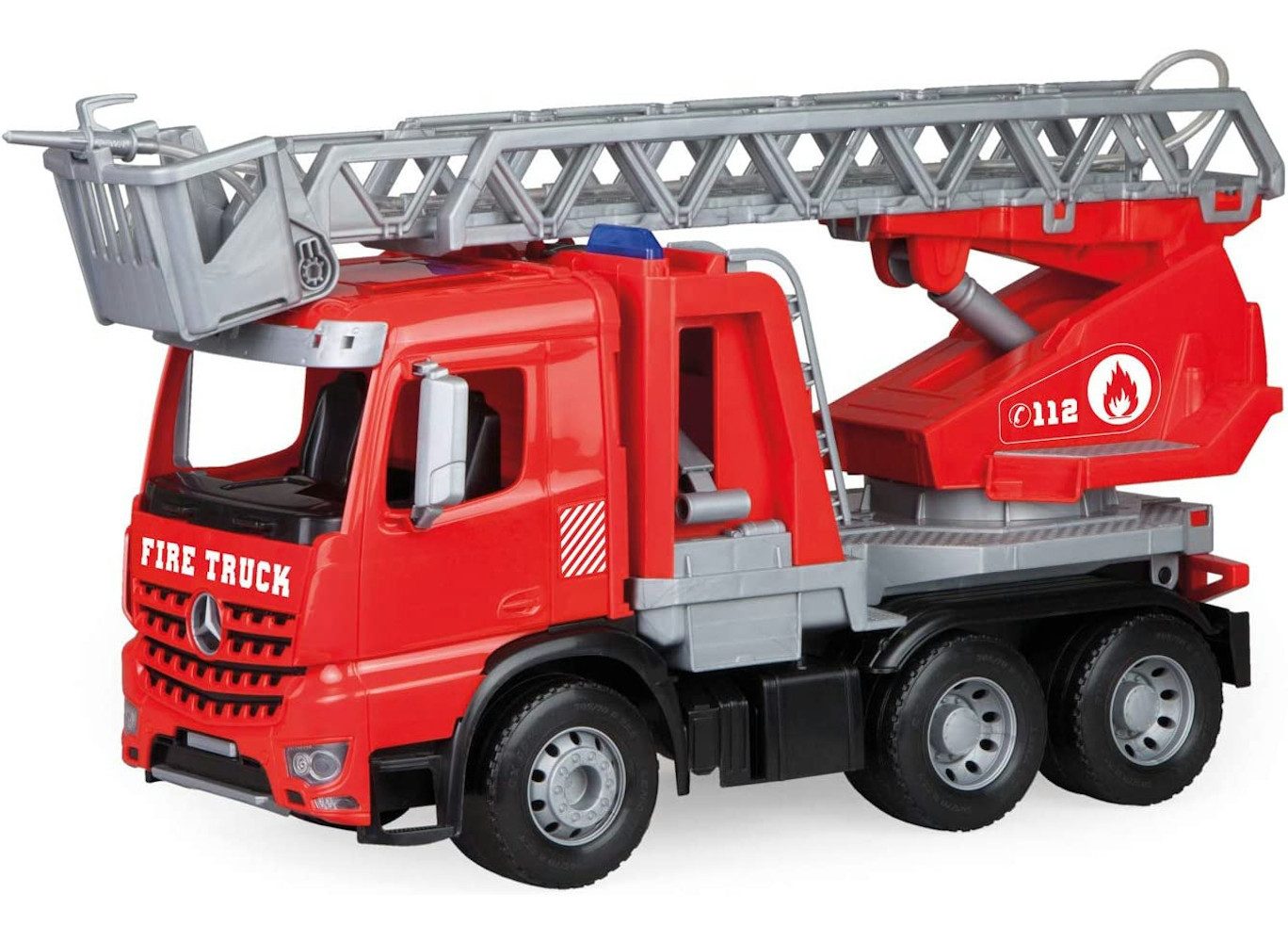 Lena® Spielzeug-Auto Worxx Feuerwehrauto - Mercedes-Benz Arocs (49cm), mit ausfahrbarer Leiter, Wassertank und funktionierender Wasserpritze
