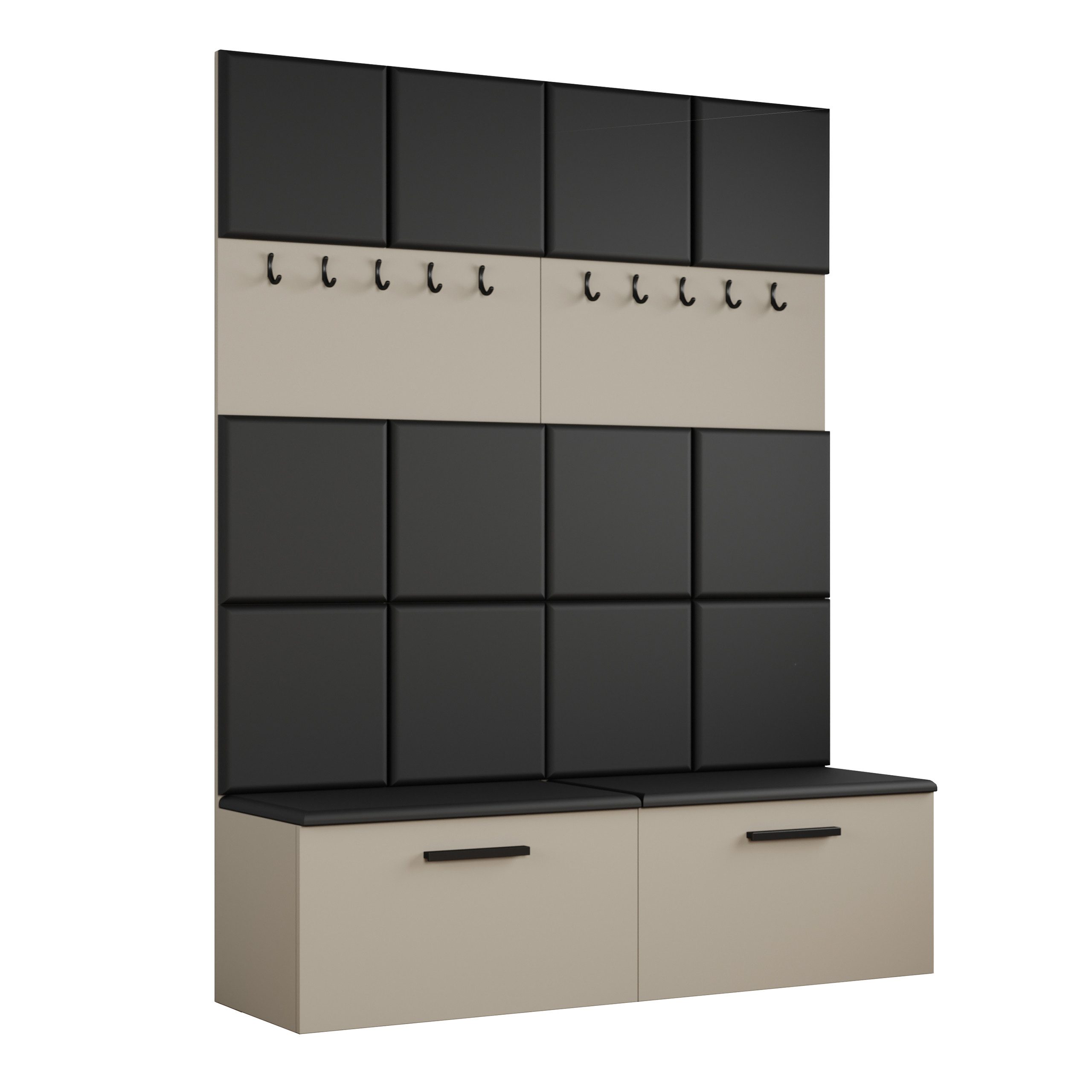 Masseno Garderobenschrank MODULO 161,2 x 204 cm Flurmöbel Garderoben-Set Kaschmir