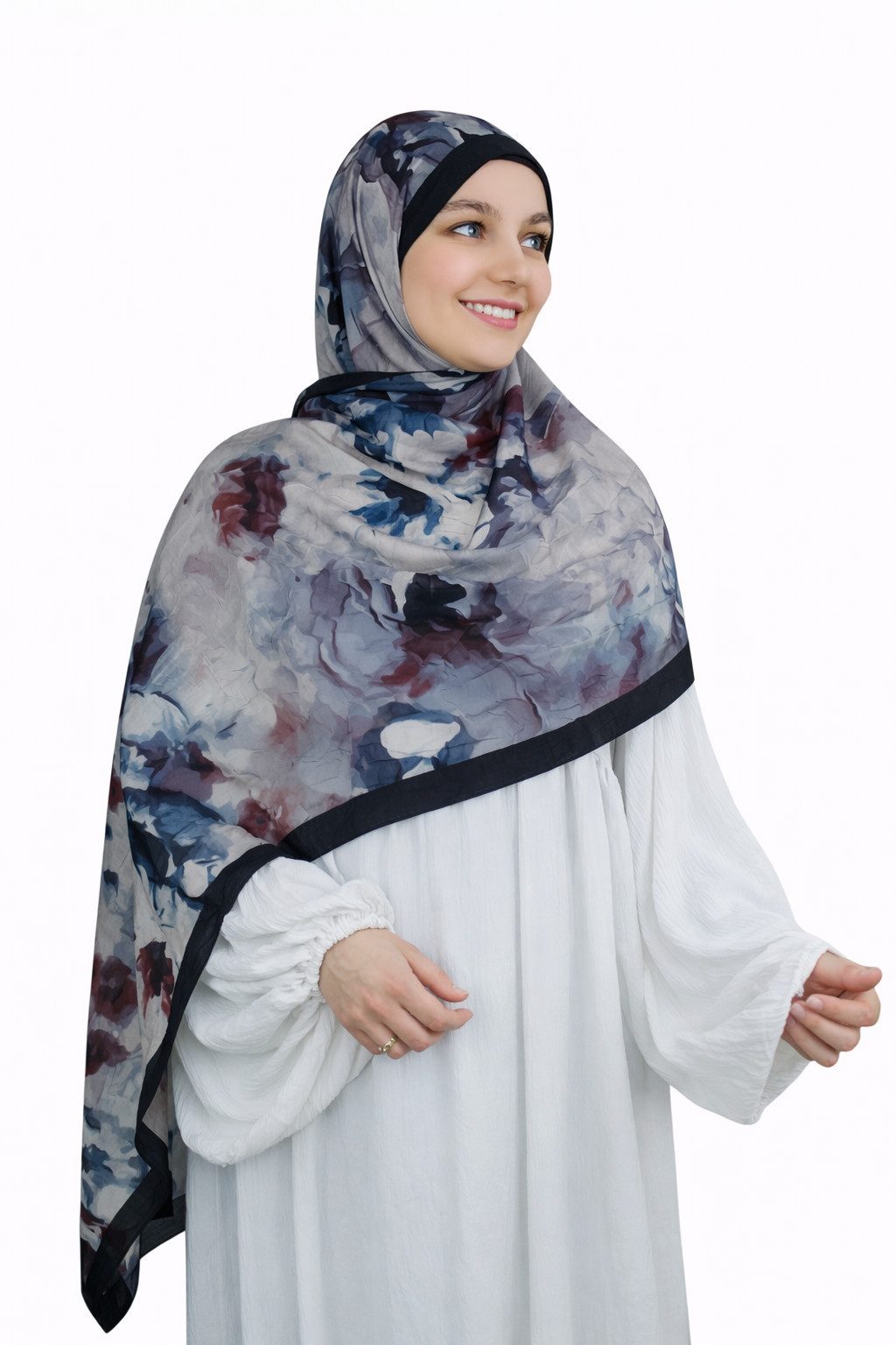 Aymasal Kopftuch Printed Soft Hijab Aquarell Look Kopftuch Schal Modest Fashion Trend, Printed Soft Hijab aus Baumwolle 187x70 cm