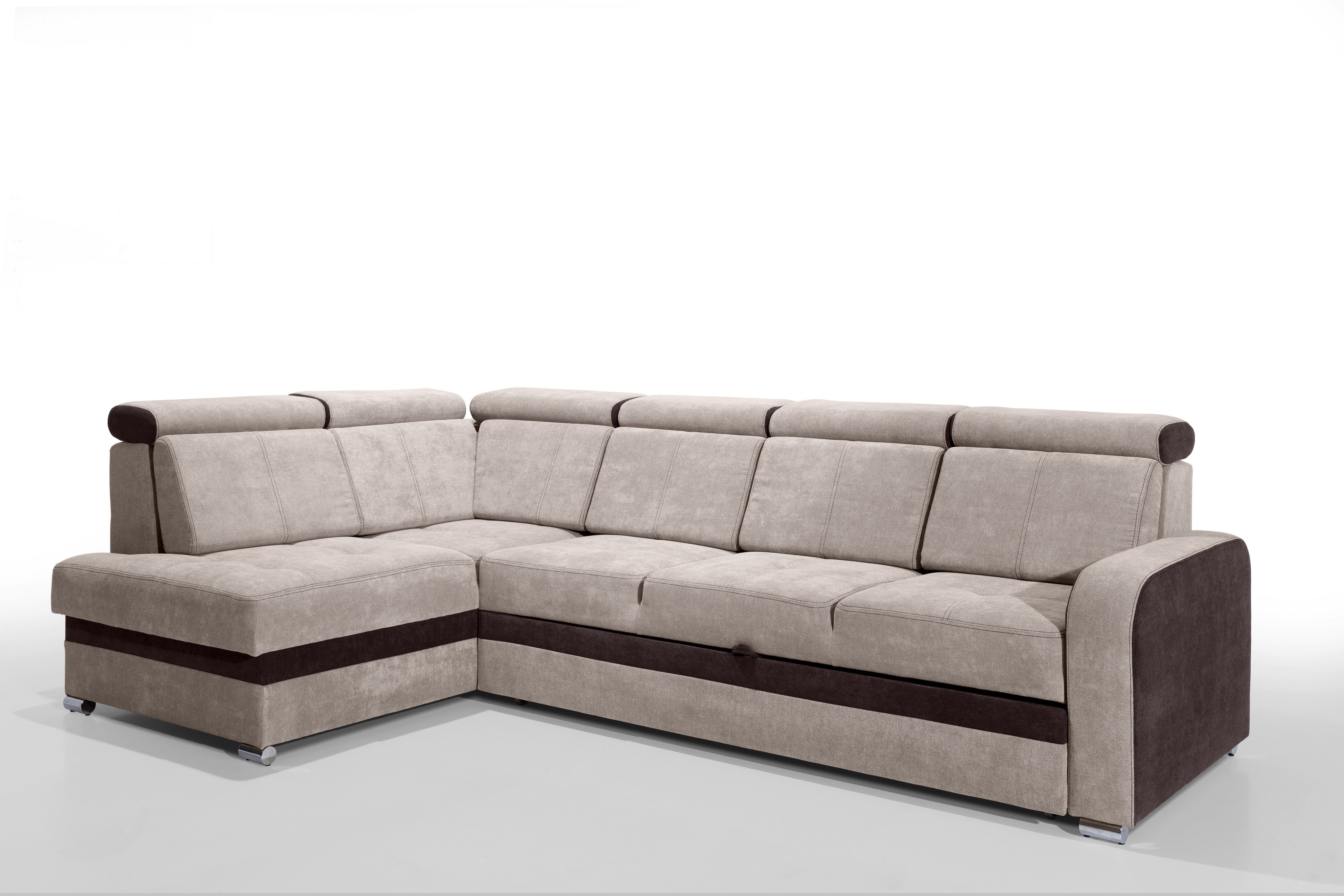 robin Ecksofa mit bettfunktion Eckcouch Kopfstützen mit Abnehmbare Rückenkissen