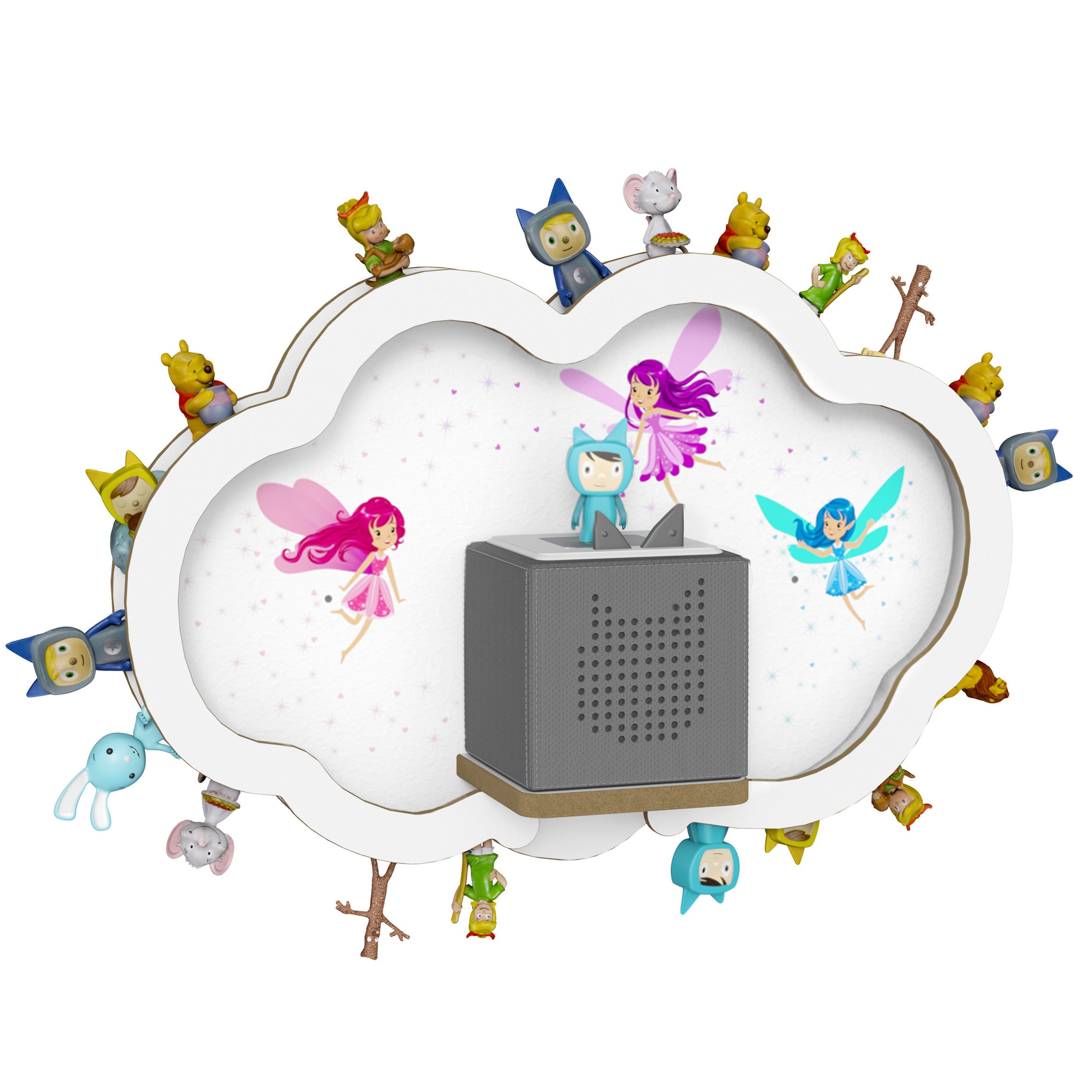 Holzura Kinderregal Tonieregal für Toniebox, Kinderregal Wolke Regal Tonie Figuren