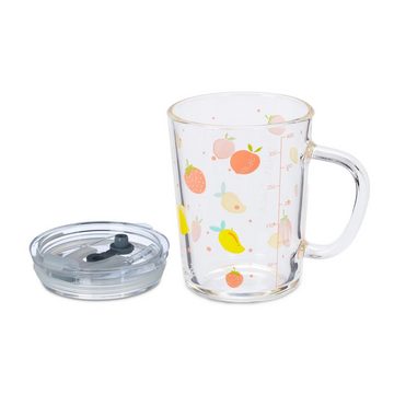 relaxdays Kinderbecher 2er Set Kindergläser mit Früchte-Motiv, Glas