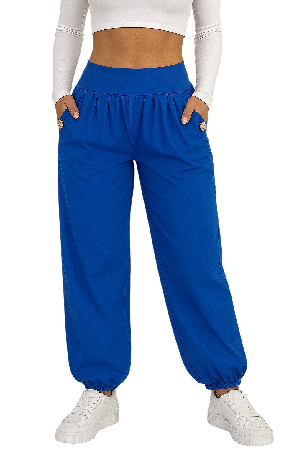 Mississhop Haremshose Damen Baumwolle Aladinhose Unifarbe Hose Sommerhose M.297