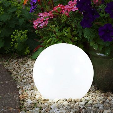 Expo Börse LED Gartenleuchte, LED-Leuchtmittel fest verbaut, Solarkugel Balkonlampe Außenlampe LED Erdspieß Gartendeko weiß 5er Set