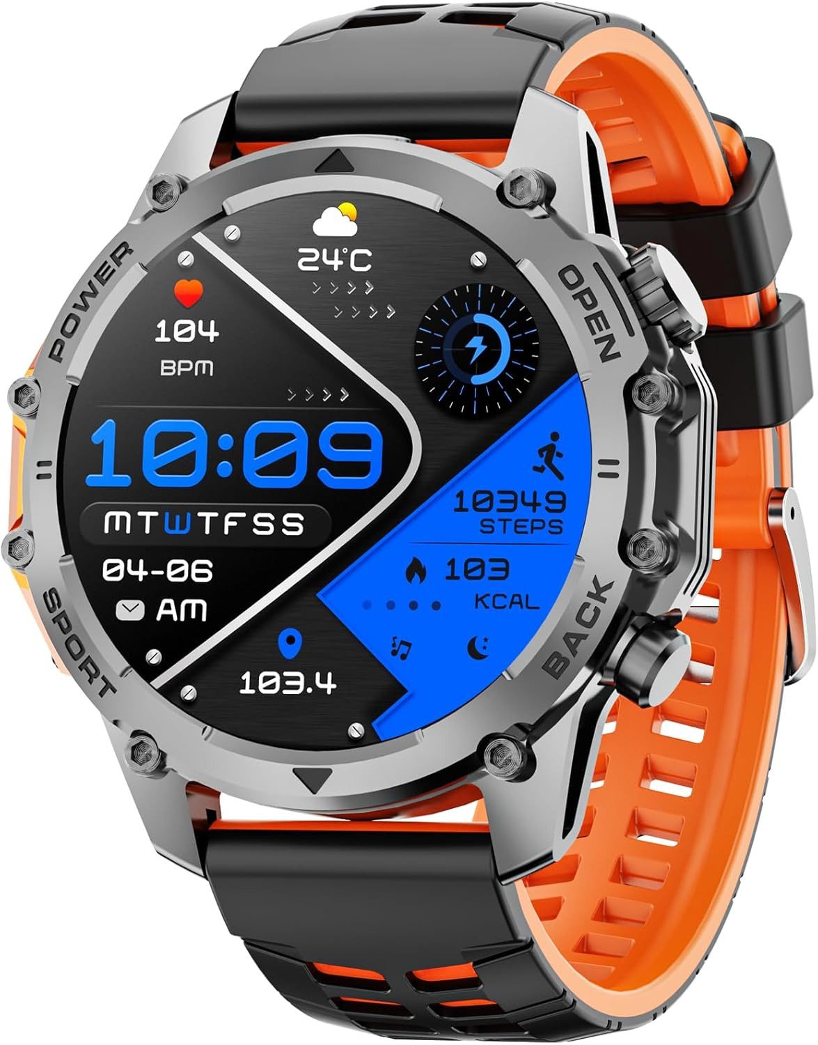 Hwagol Smartwatch (3,6 cm, android ios), Smartwatch mit Bluetooth-Telefonie und 140+ Sportmodi