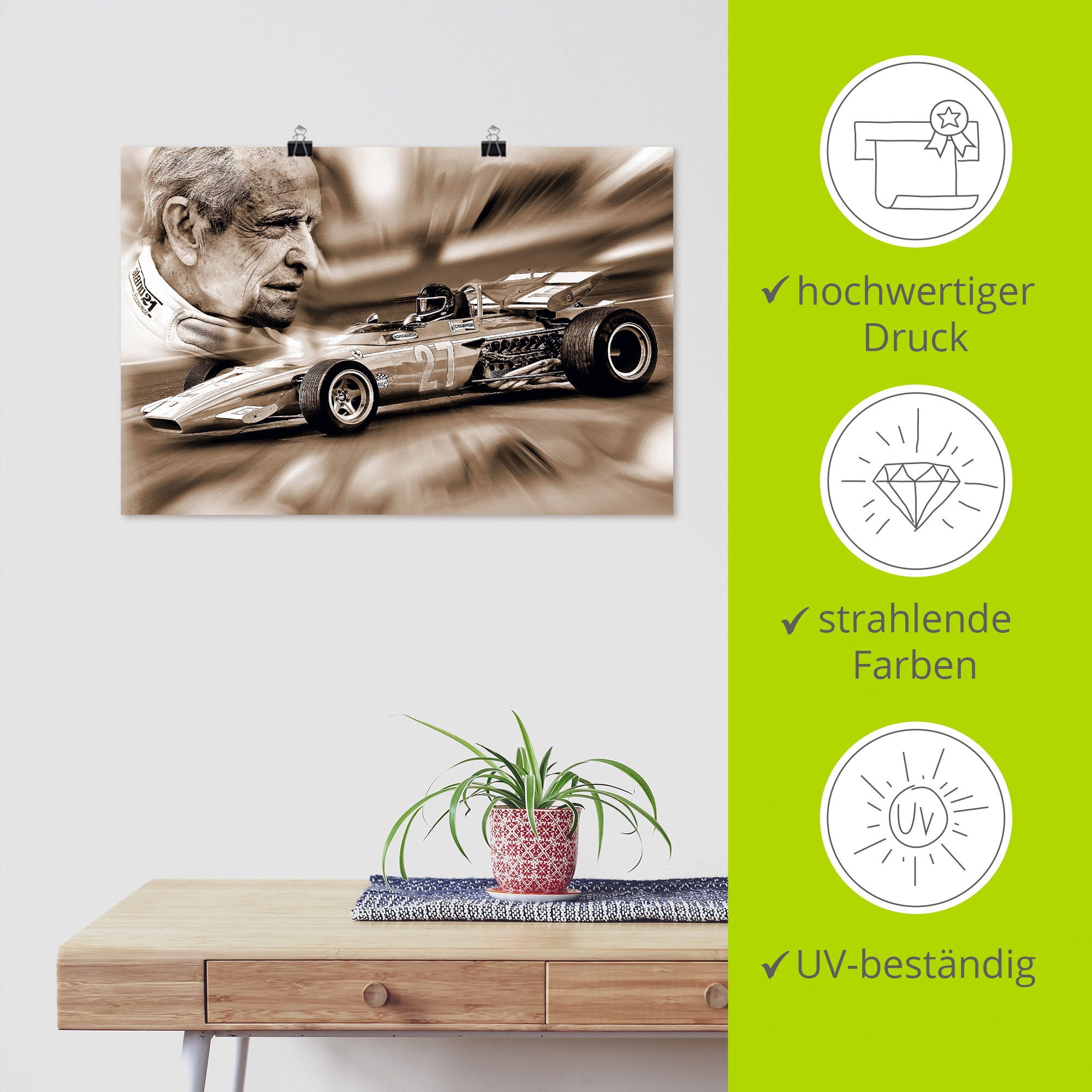 Artland Wandbild Die belgische Legende Jacky Ickx, Funsport (1 St), als Alubild, Leinwandbild, Poster, Wandaufkleber in verschied. Größen