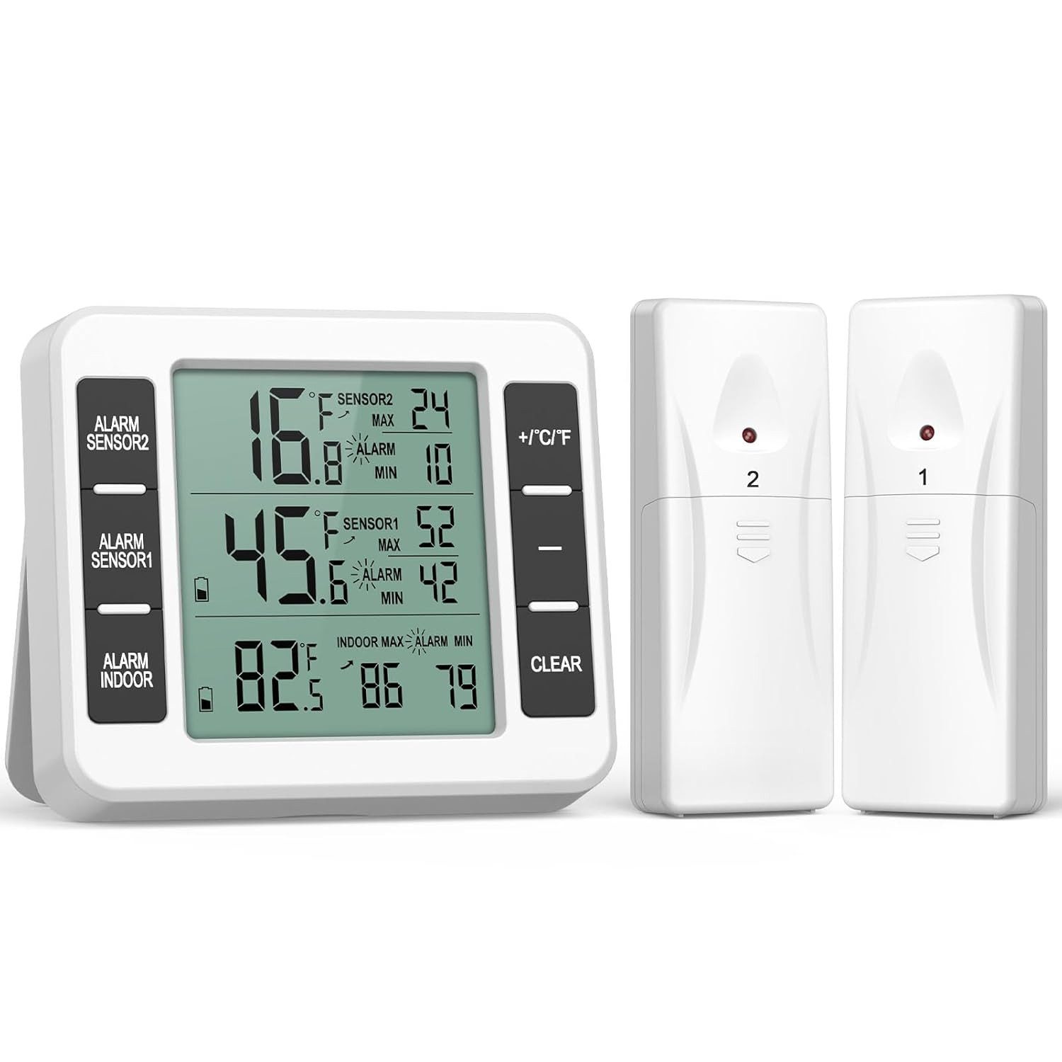 Kühlschrankthermometer Kühlschrankthermometer mit 2 Sensoren Funk Kühlschrank Thermometer