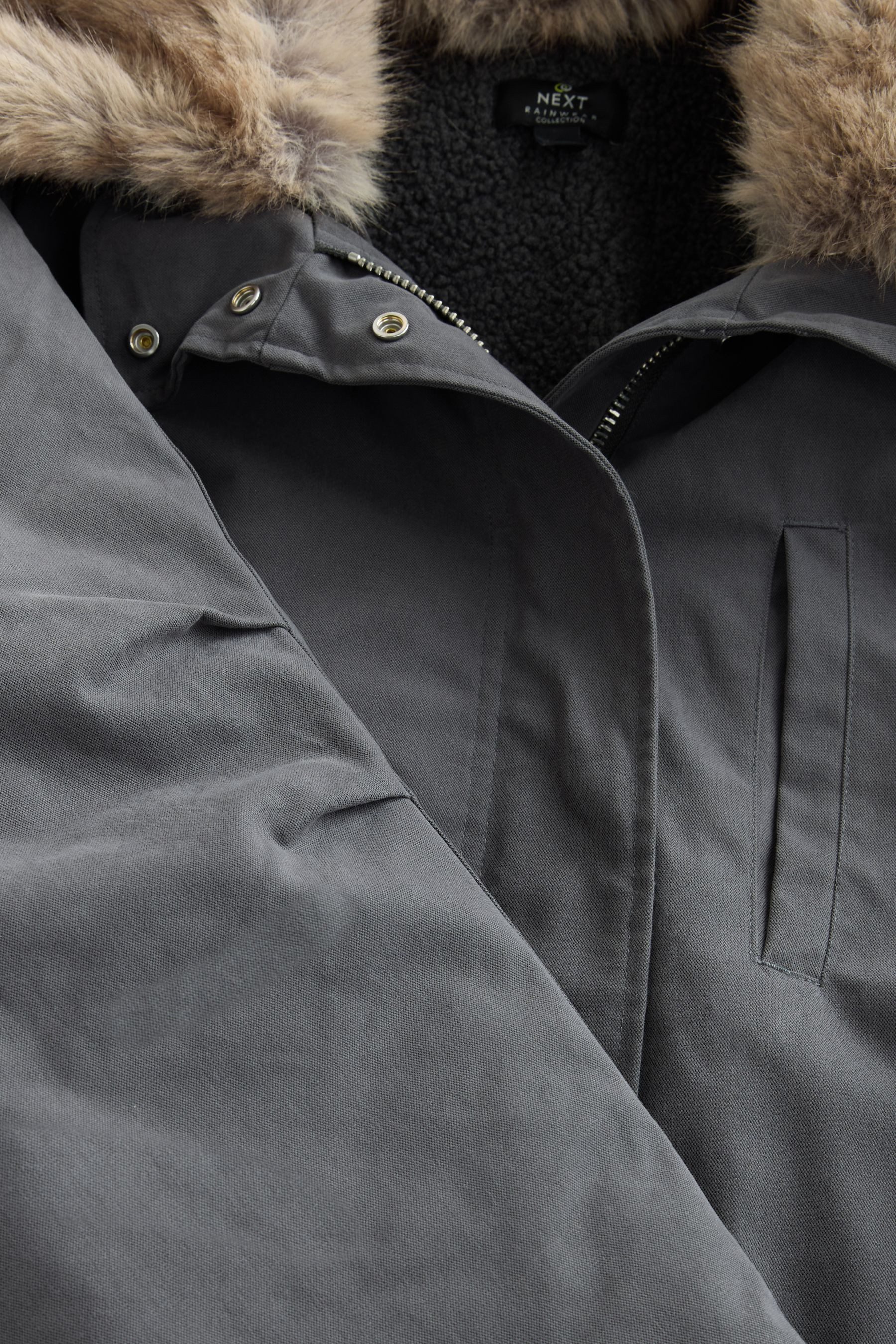 Next Fellimitatmantel Premium Parka mit Kunstfellkragen (1-tlg)