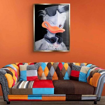DOTCOMCANVAS® Acrylglasbild Facetune - Acrylglas, Acrylglasbild Duck Pop Art Comic Porträt Facetune weiß schwarz