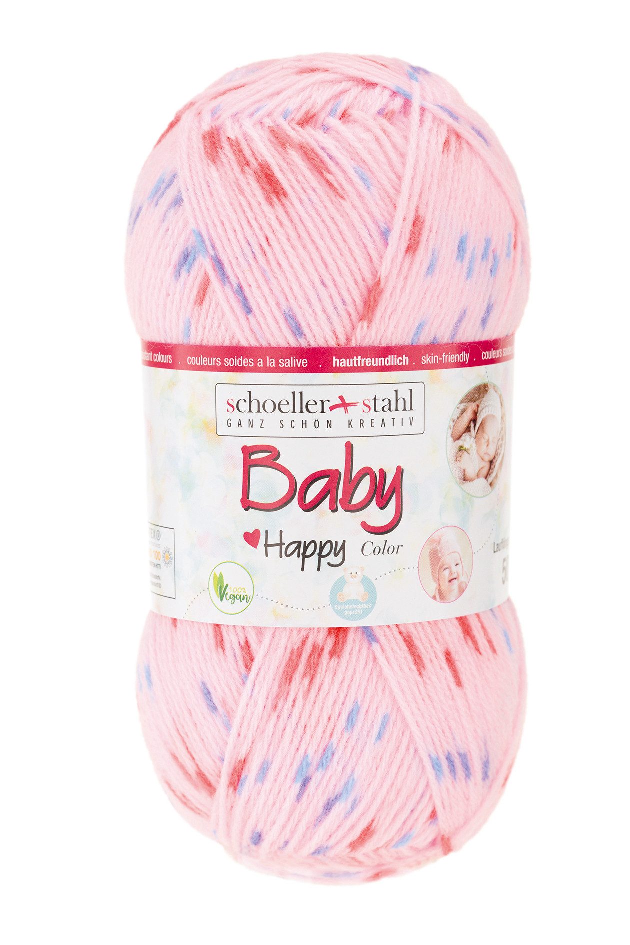 Schoeller + Stahl Baby Happy Color Häkelwolle, 185 m, wunderbar weiches, pflegeleichtes Garn mit fröhlichen Farbakzenten