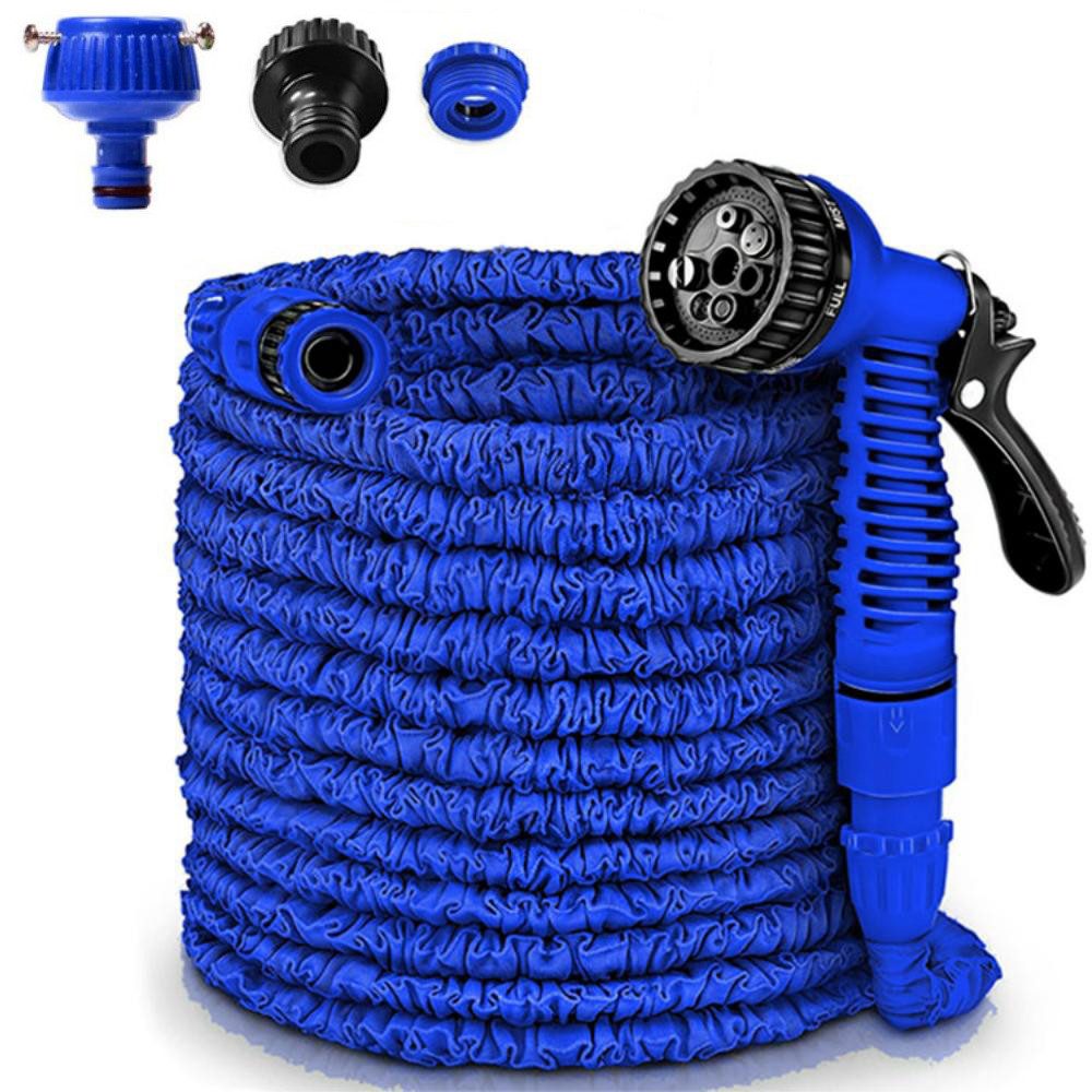 JASLIFE Gartenschlauch Dehnbarer Gartenschlauch flexibel mit 7 Sprühfunktionen Wasserschlauch, 3-fach dehnbar (z. B. 10–30 m) knickfrei, schrumpft automatisch, leicht & platzsparend, (Gartenschlauch + Spritzpistole + Adapter), Universal-Anschluss G1/2″ & G3/4″, für die meisten Wasserhähne