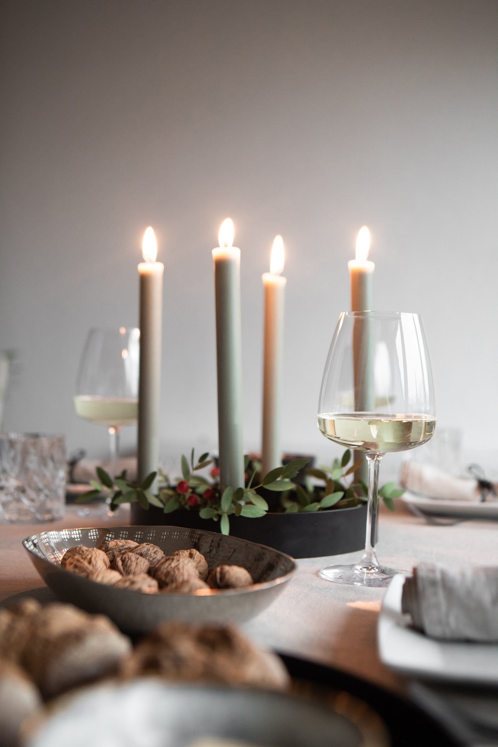 in 4 Adventskranz Weihnachtsdeko Living und LaLe Kerzen Ring-Kerzenständer Schwarz für aus matt, Ø25x4cm, Eisen "Onyx" Gold
