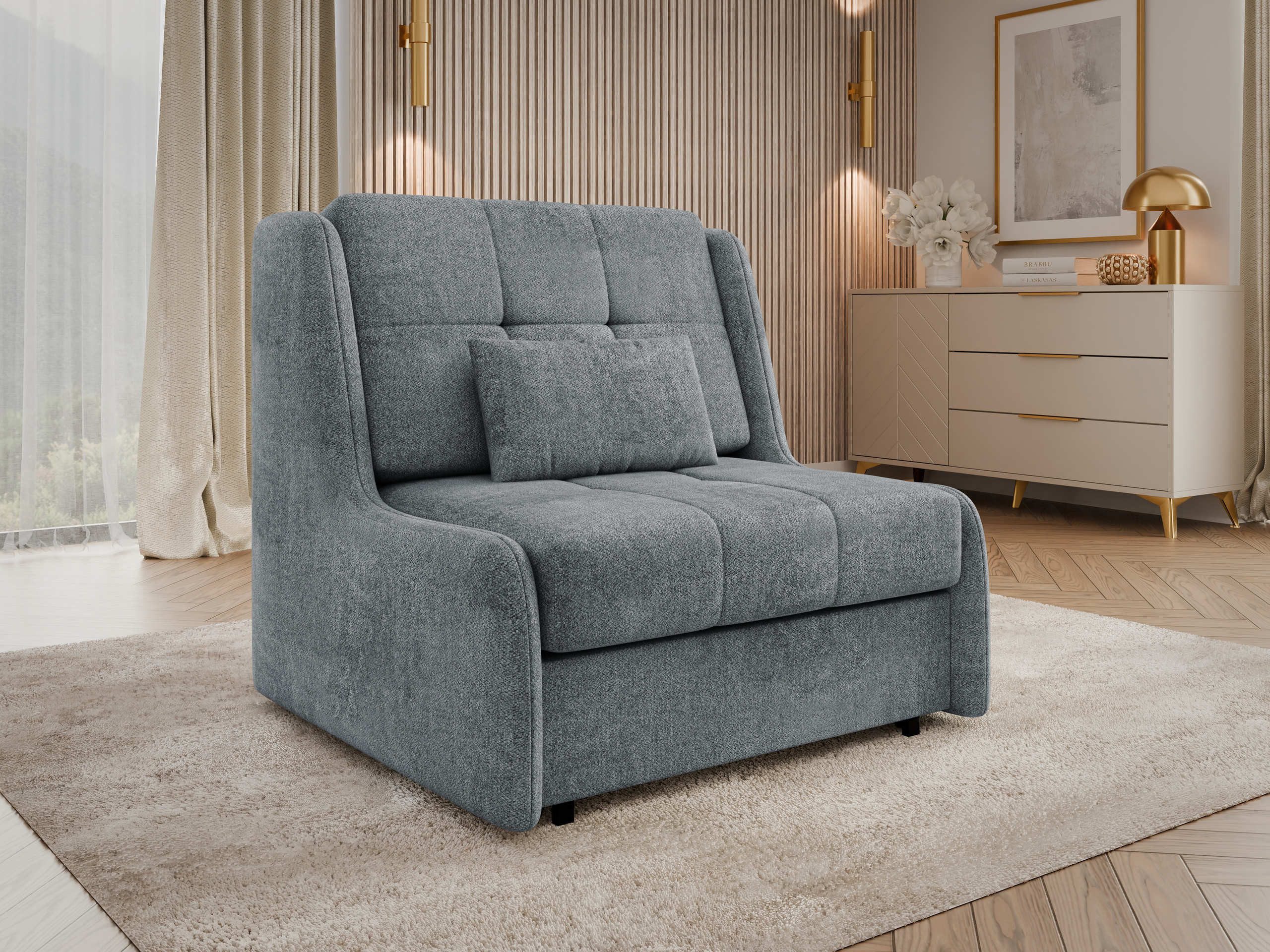 MIRJAN24 Schlafsofa Viva Elite I, mit Bettkasten und Schlaffunktion, 1-Sitzer, Metallfüße
