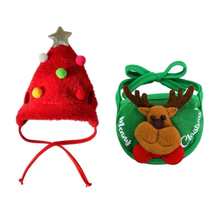 FeelGlad Tierkleid Rotes Weihnachtsmützen- und Schalset