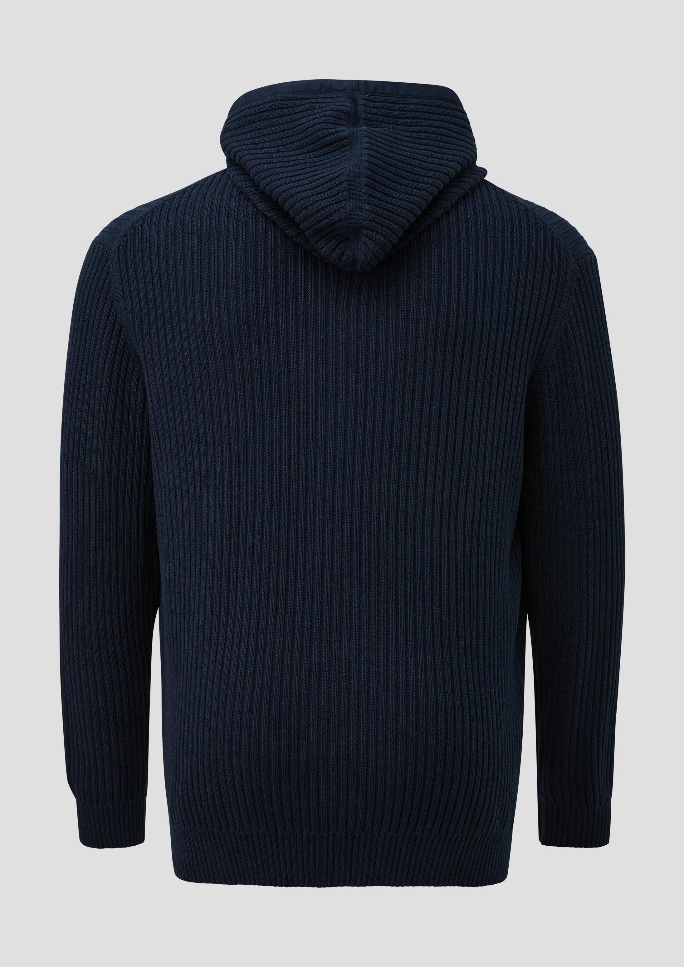 s.Oliver Cardigan Strickjacke Strickjacke im Regular Fit mit Kapuze und Metallreißverschluss