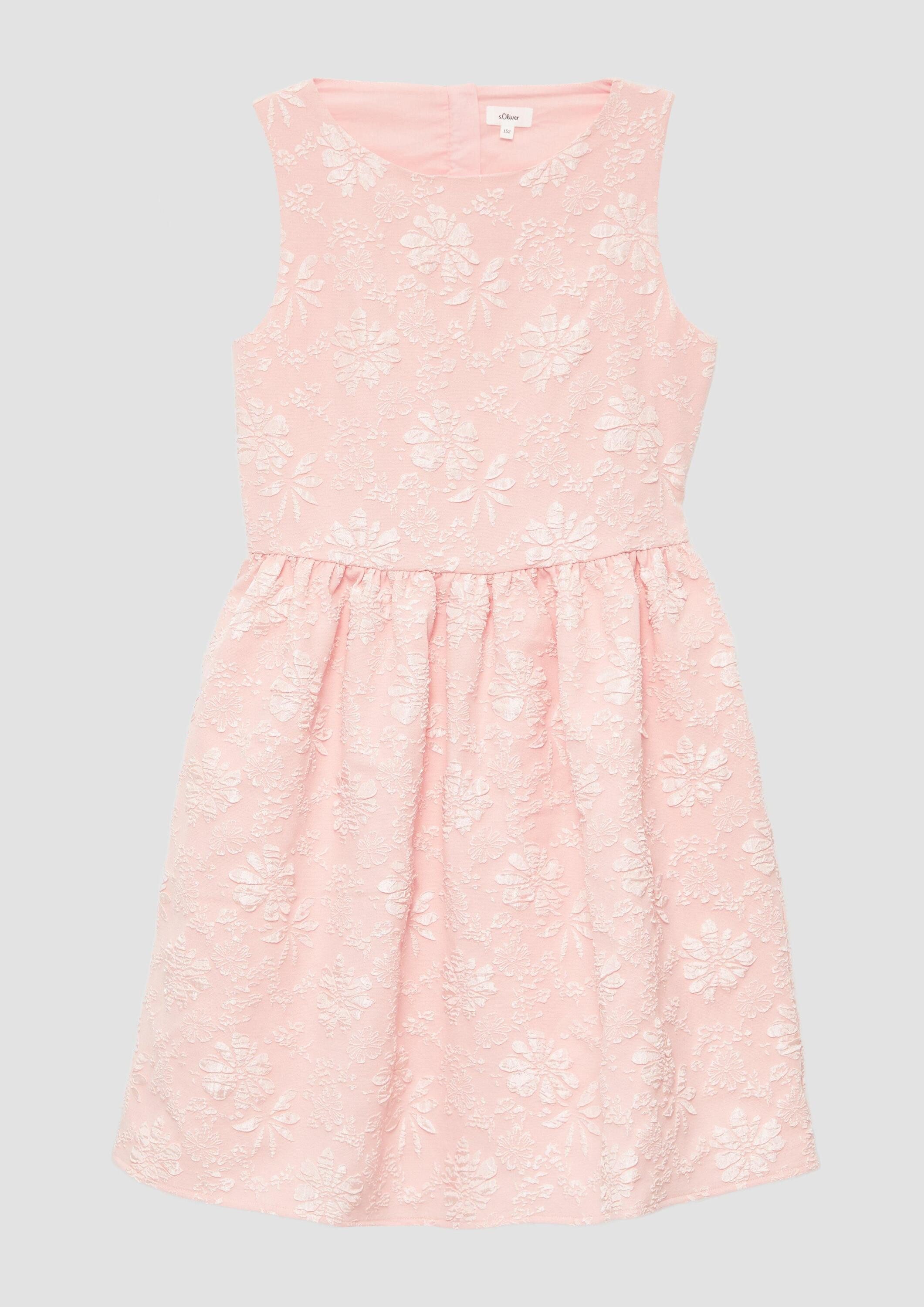 s.Oliver Minikleid Kleid Festliches Jacquard-Kleid mit floralem Muster