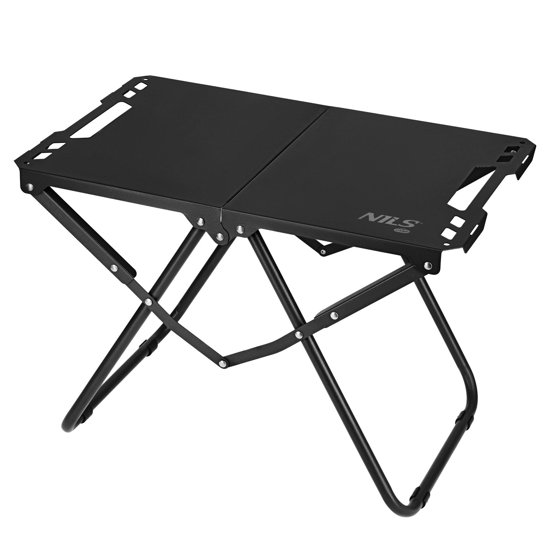 NILS CAMP Campingtisch Military kleiner faltbarer Tisch Camping Outdoor 57,5 x 36 x 40 cm, Kompakte Kofferform mit Tragegriff für einfachen Transport