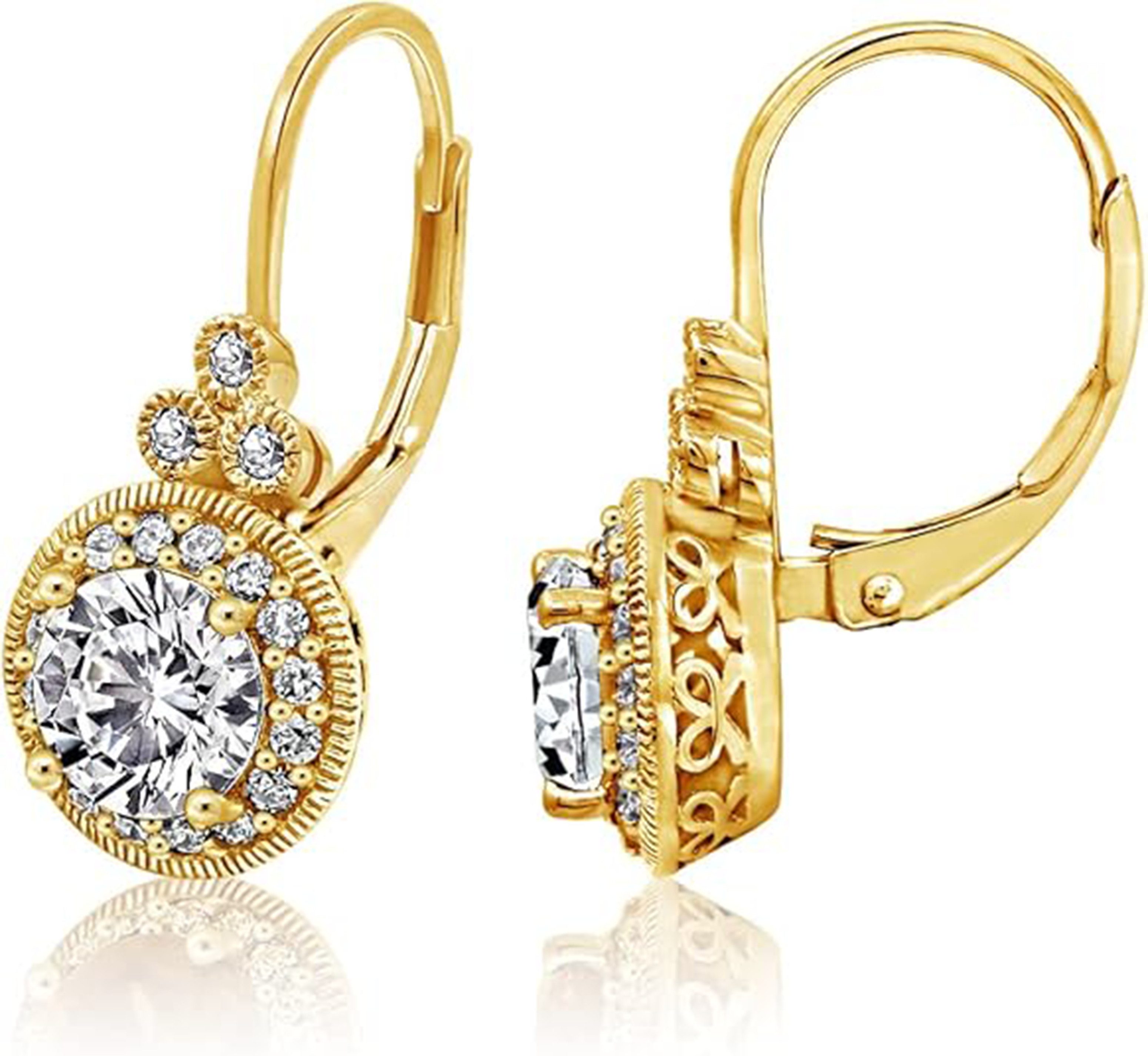 Jumpeak Paar Ohrstecker 585Gold 1ct Rundschliff Labor-Diamant-Ohrringe Vintage-Anhänger, Geschenke für Ihre Liebsten / Jahrestag / Geburtstag / Heiratsantrag